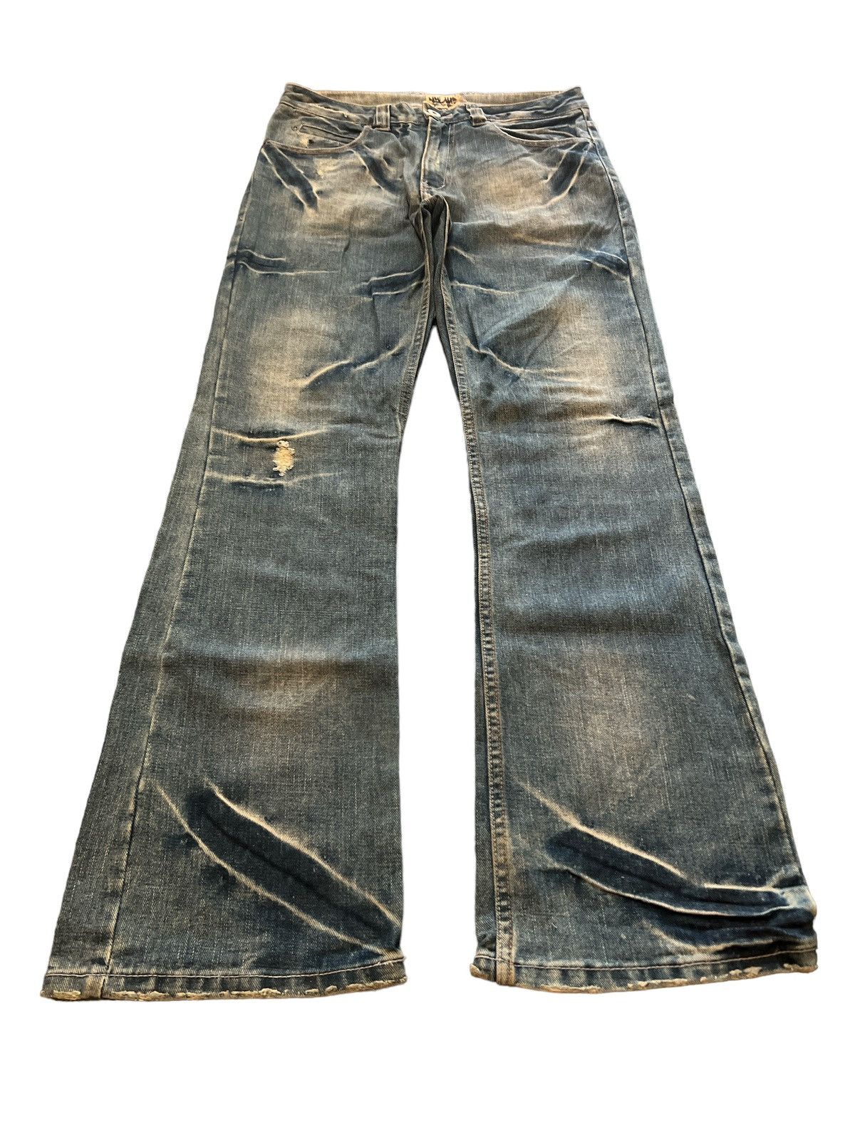 If Six Was Nine FLARED💥NYLAUS DISTRESSED DENIM PANT Size US 30 / EU 46 - 4 Thumbnail