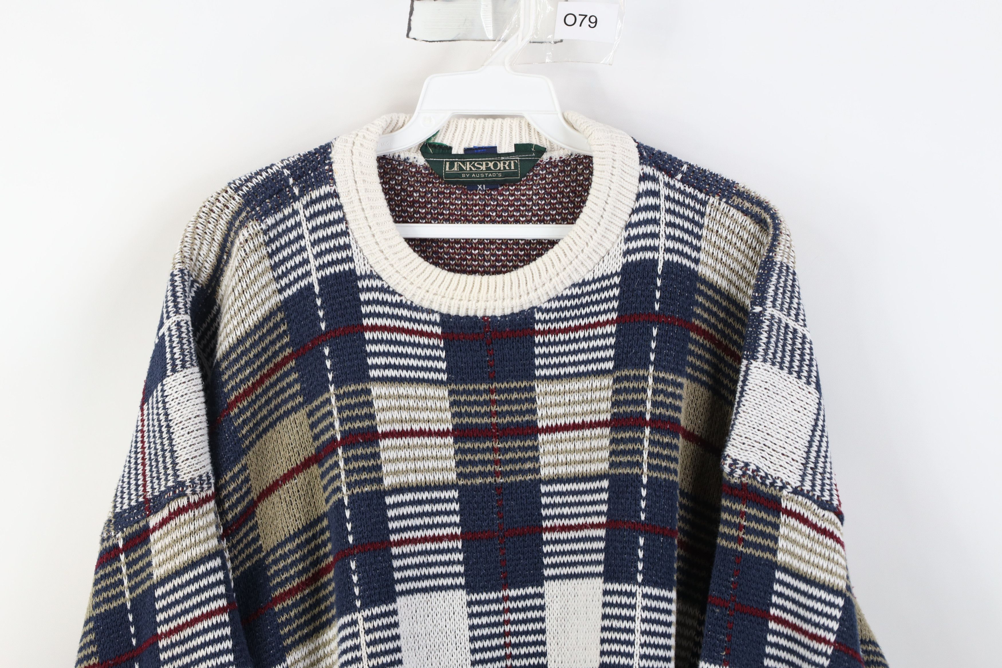 Vintage Vintage 90s Streetwear Framed Cotton Knit Sweater Plaid USA Size US XL / EU 56 / 4 - 2 Thumbnail