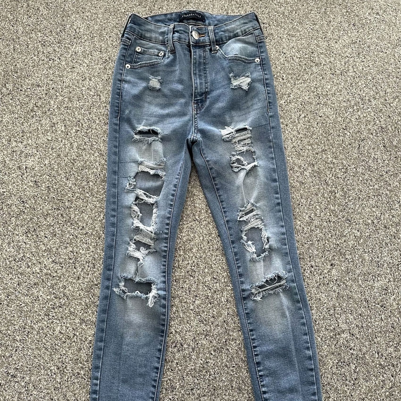 Vintage Aéropostale Jeans Womens 6 Reg 24x27 High Rise Jegging Distressed Blue Pants Jeans Women XS? Size 42" / US 20 - 2 Thumbnail
