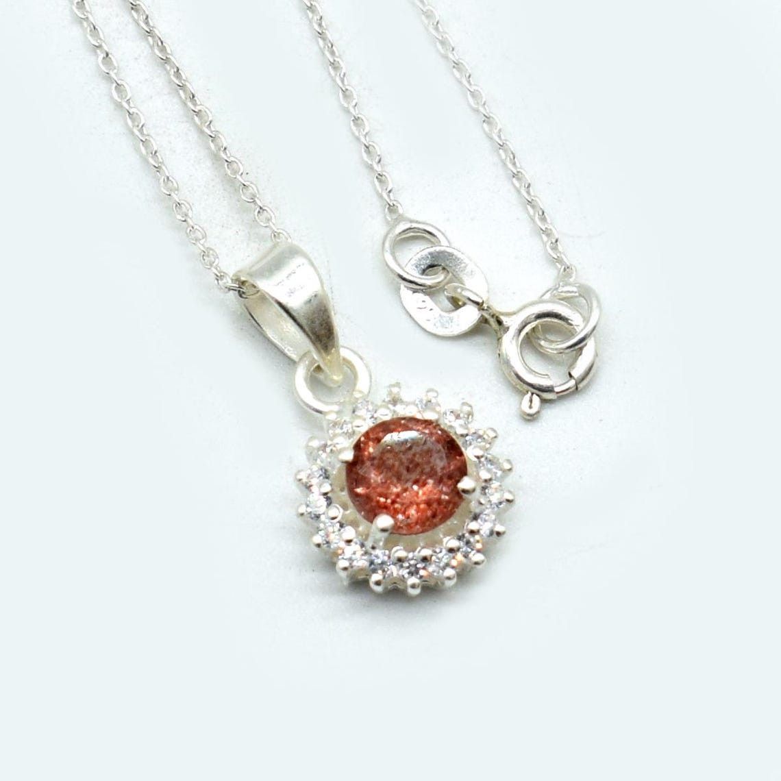 Handmade Natural Sunstone 925 Sterling Silver Pendant with Chain Size ONE SIZE - 2 Thumbnail
