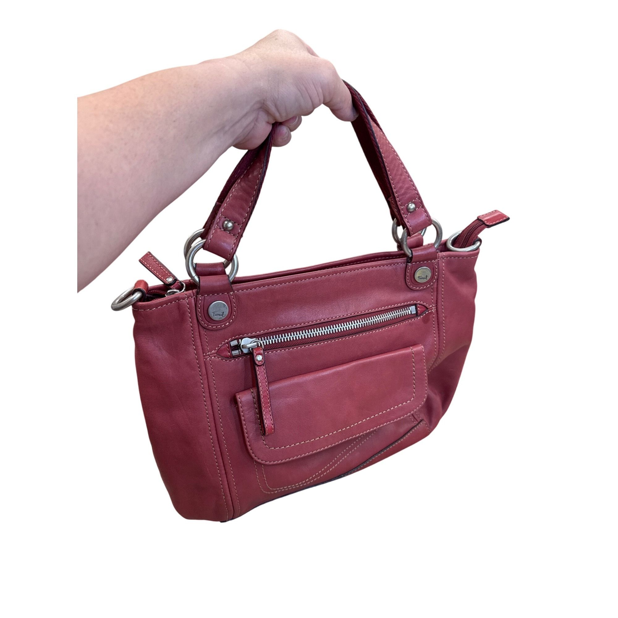 Fossil Fossil Vintage Womans Red Leather Handbag Clutch With Dual H Size ONE SIZE - 18 Thumbnail