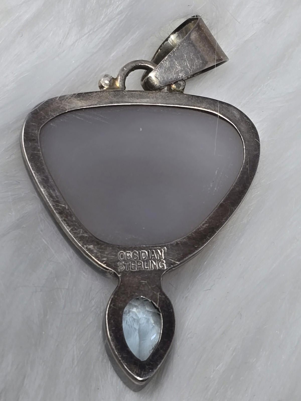 Other Obsidian 925 Silver Angel Aura Druzy Blue Sapphire Pendant Size ONE SIZE - 5 Thumbnail