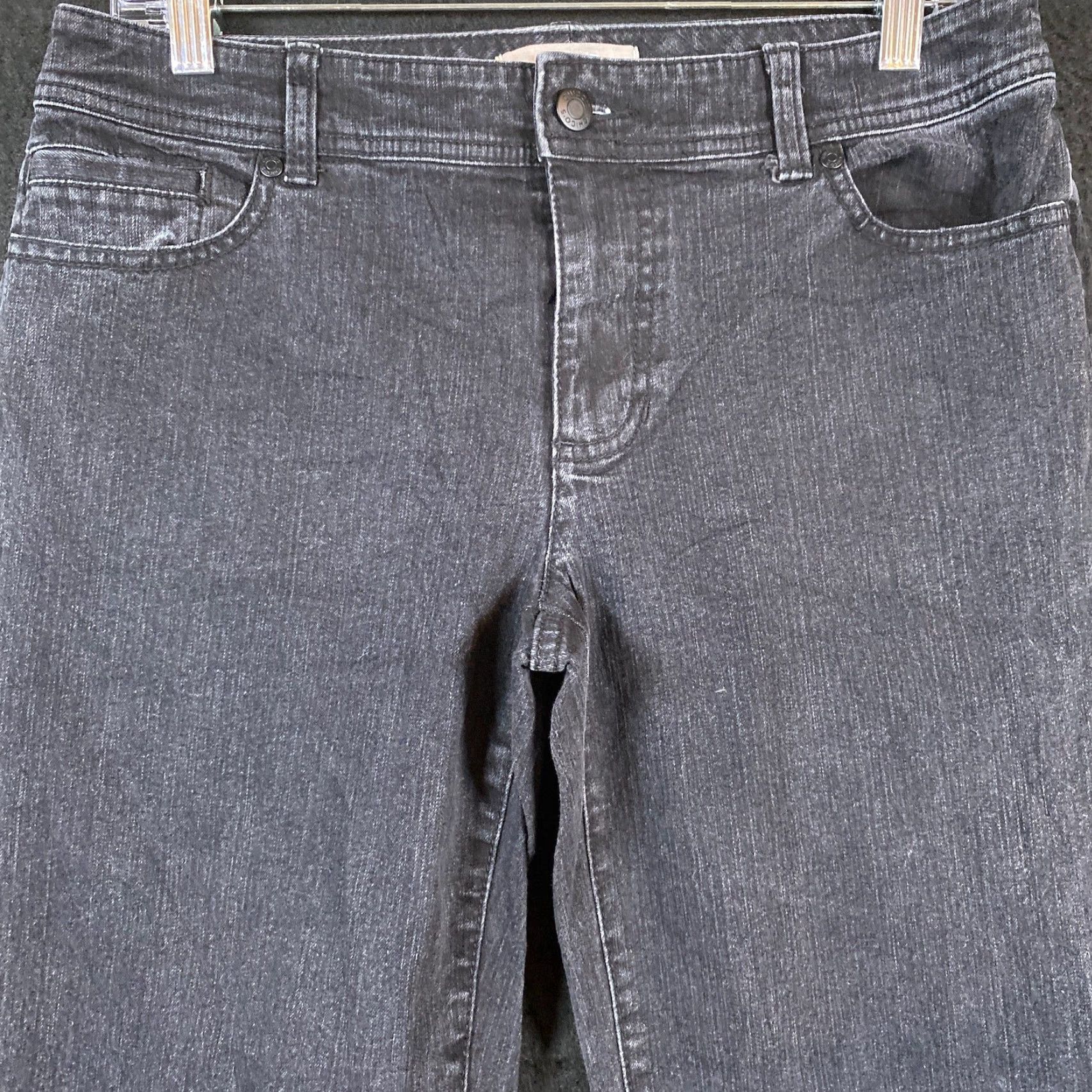 Vintage Chicos Womens Jeans Black Denim Crop Stretch 0.5 Inseam 21in 5-Pocket Regular Rise Mid Waist 30 Size 28" / US 6 / IT 42 - 2 Thumbnail