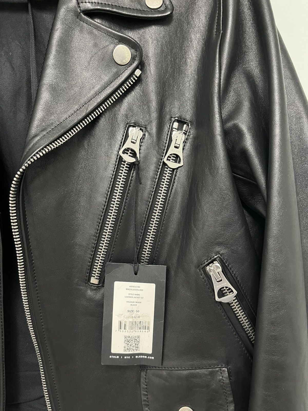 Blk Dnm Leather jacket 15. Biker jacket. Size 50 medium Size US M / EU 48-50 / 2 - 11 Thumbnail