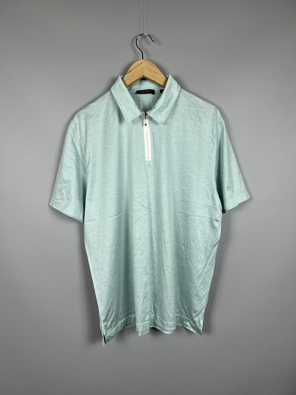 (XL) Rare CANALI zip Polo shirt cotton