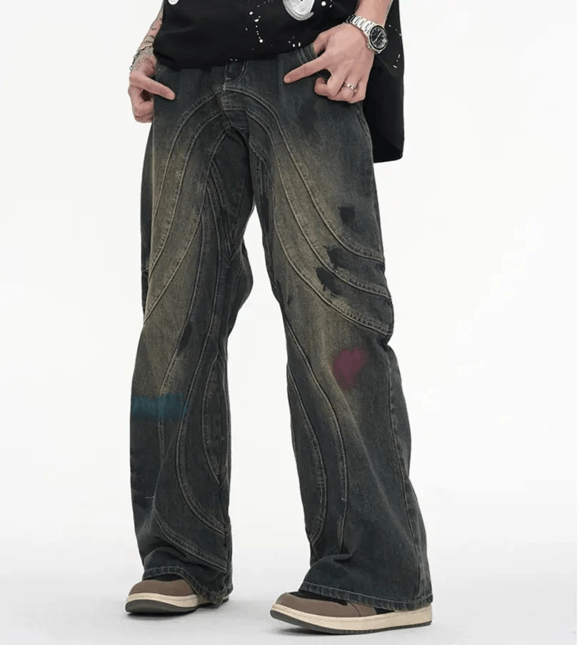 Jean × Vintage Y2K Dirty Grunge Hip Hop Baggy Jeans Size US 33 - 1 Thumbnail