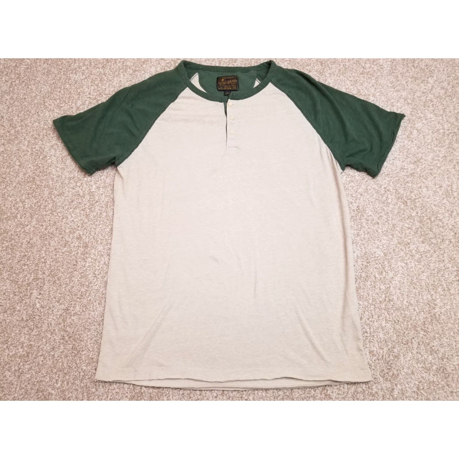 Lucky Brand Lucky Brand Shirt Womens Large Green Beige Polyester Blend Crewneck Short Sleeve Shirt Womens L Green Beige 90s Outdoor (if applicable) Mens/Womens Size L / US 10 / IT 46 - 2 Thumbnail
