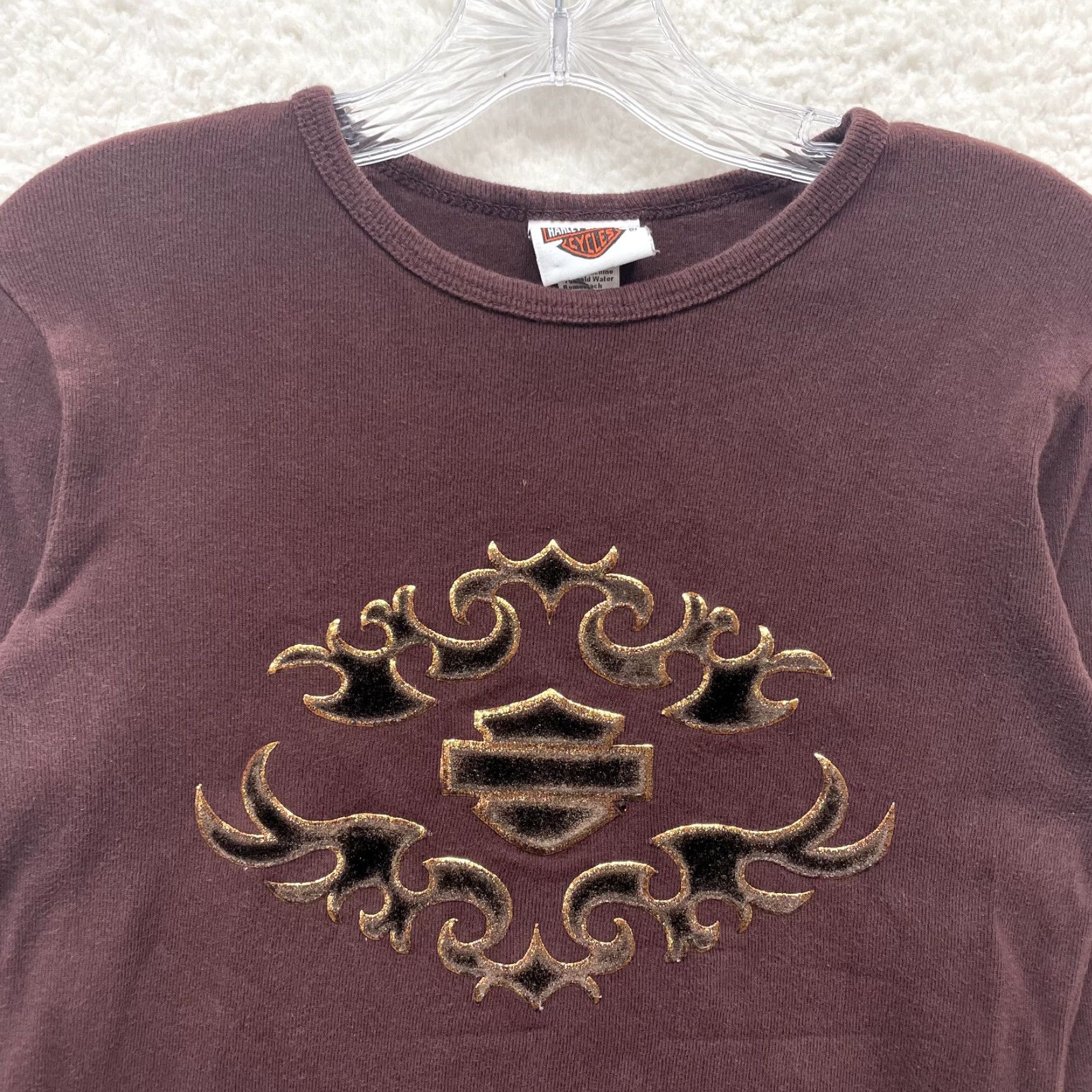 Harley Davidson VINTAGE Harley-Davidson Shirt M Women Brown Y2K Cyber Fairy Grunge Whimsigoth Size M / US 6-8 / IT 42-44 - 3 Thumbnail