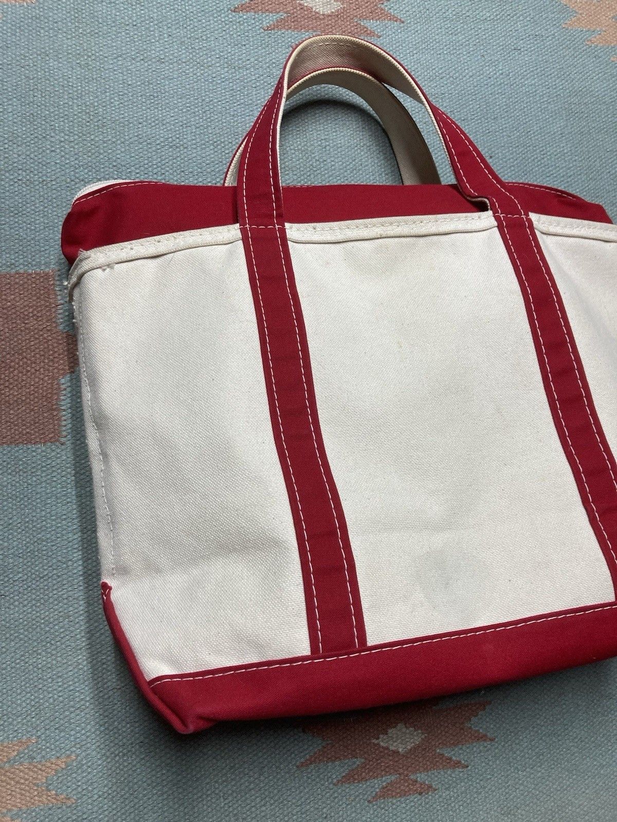 Vintage LL bean boat and tote canvas hand bag red zip USA large 16” Size ONE SIZE - 8 Thumbnail