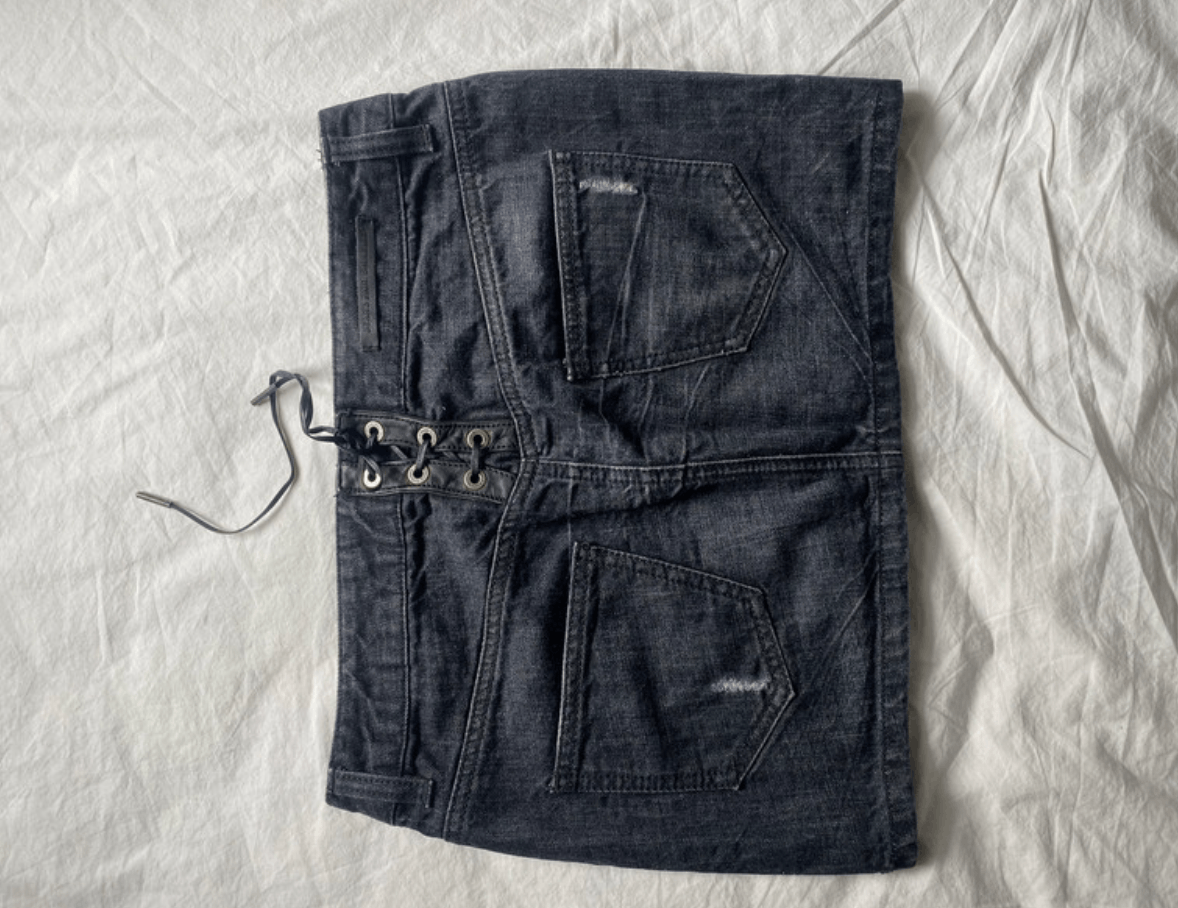 Jean × Jean Paul Gaultier Jean Paul Gaultier Skirt Denim Dress Mesh Top Tattoo EX0120 Size 25" / US 0 / IT 36 - 3 Thumbnail
