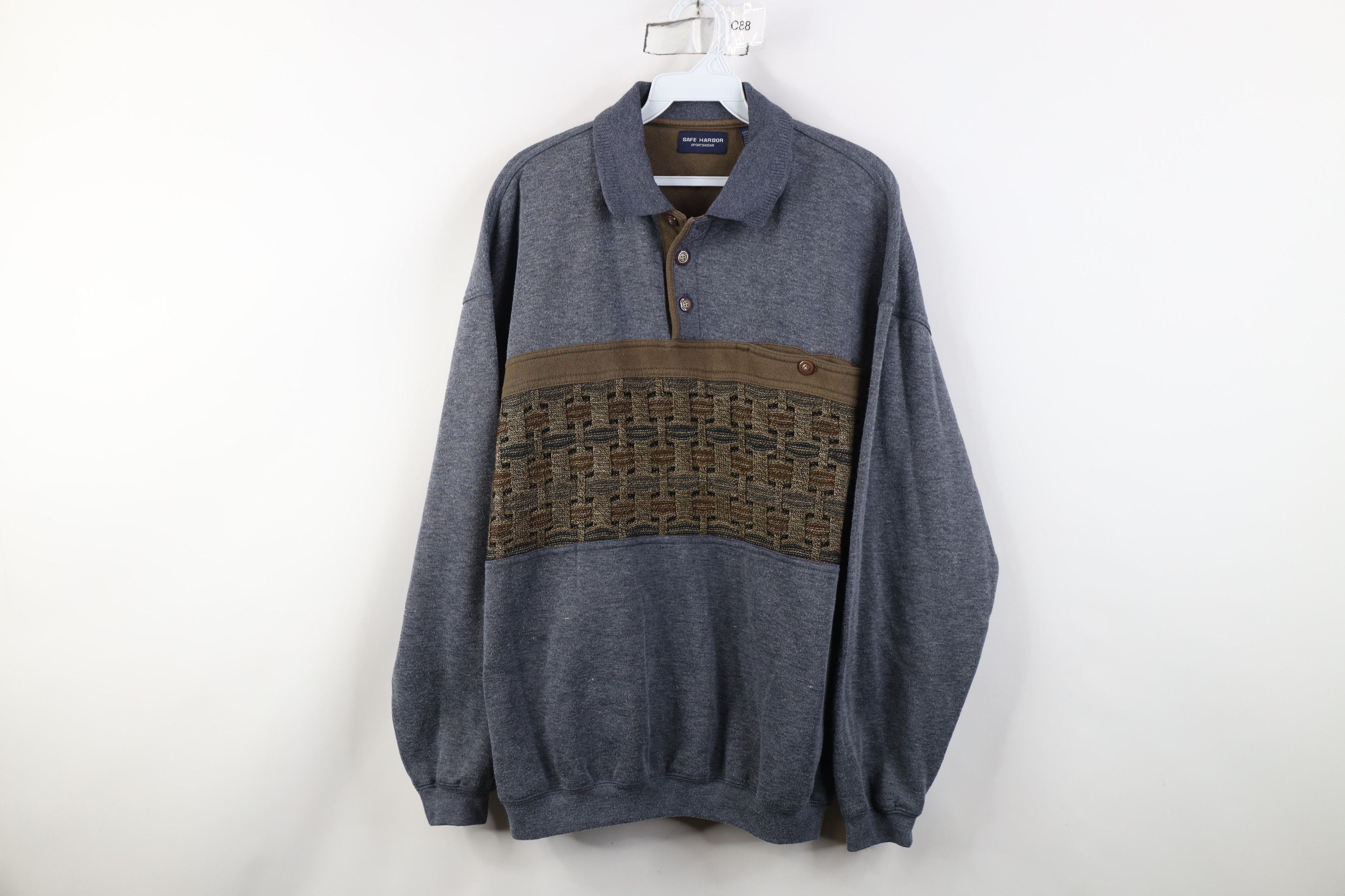 Vintage Vintage 90s Streetwear Knit Collared Pullover Sweatshirt Size US L / EU 52-54 / 3 - 1 Thumbnail