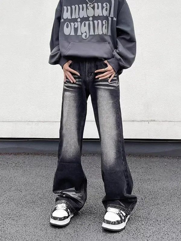 Japanese Brand × Jean Vintage washed draped straight-leg jeans Size US 32 / EU 48 - 1 Thumbnail