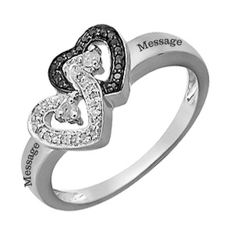 Designer Sterling Silver Contrast Faux Diamond Heart Promise Ring Size ONE SIZE - 1 Thumbnail