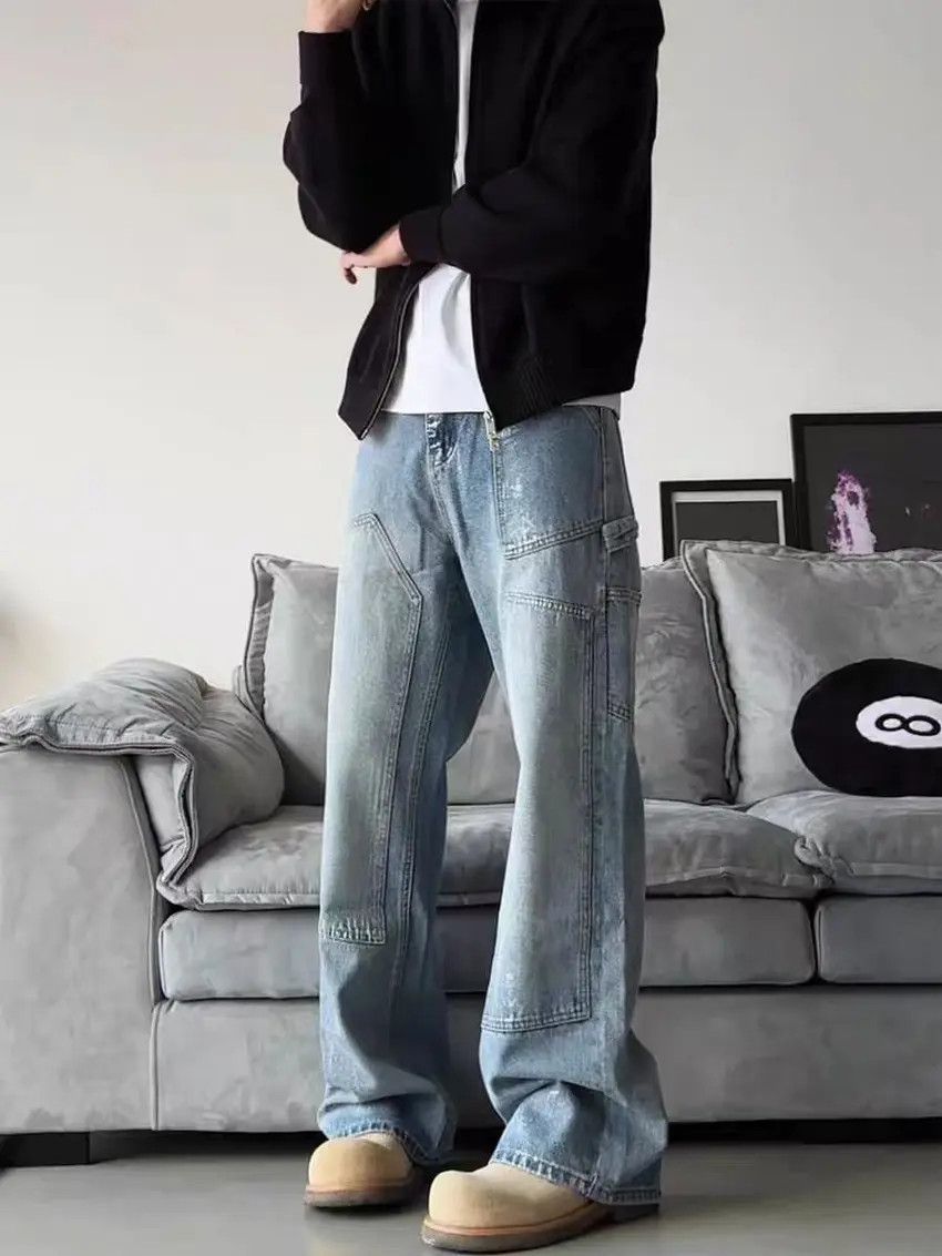 Designer × Japanese Brand Washed baggy wide leg distressed jeans Size US 32 / EU 48 - 2 Thumbnail