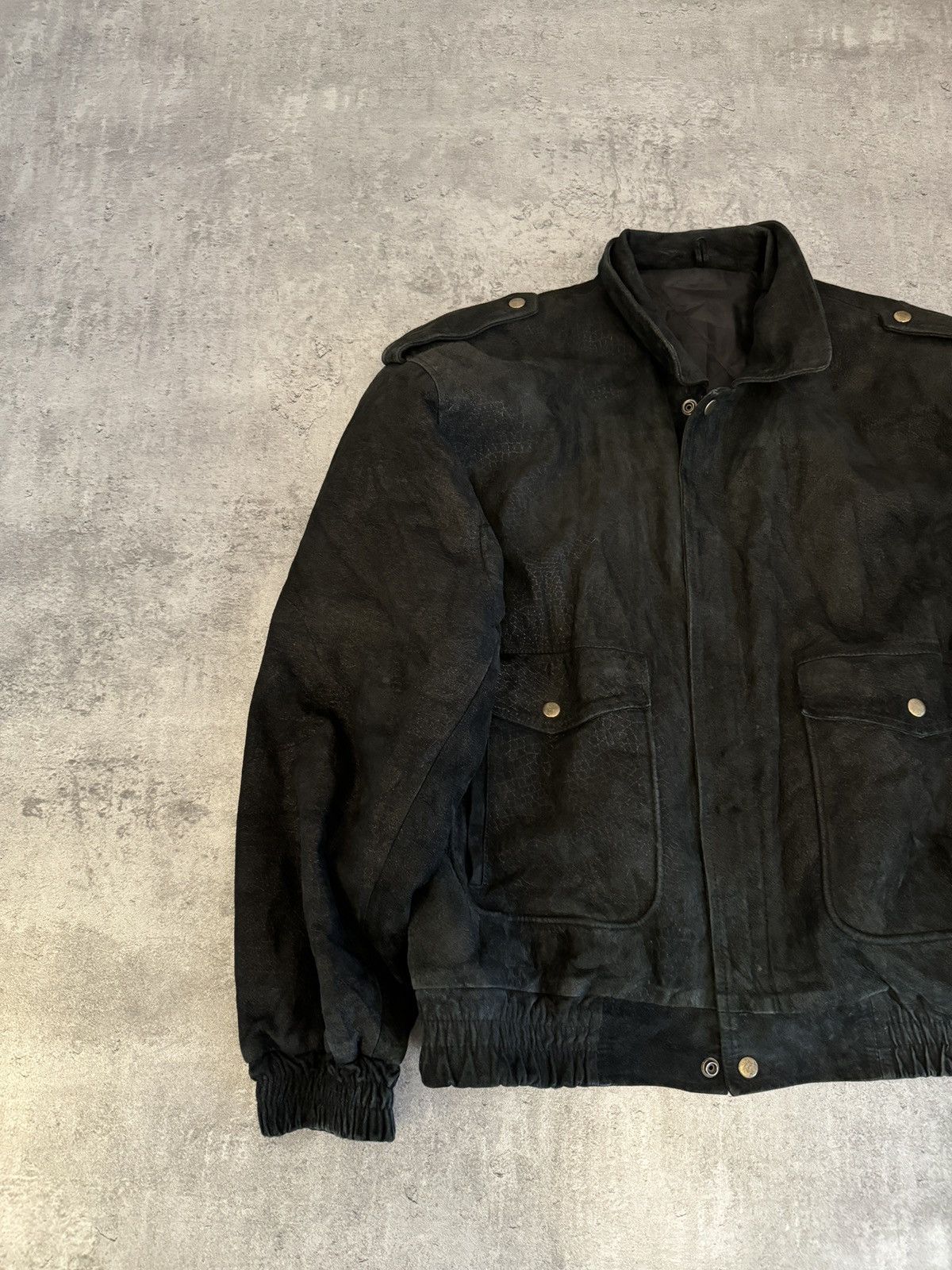 Genuine Leather × Vintage Real Leather Bomber Jacket vintage black boxy 90s y2k rare Size US M / EU 48-50 / 2 - 4 Thumbnail