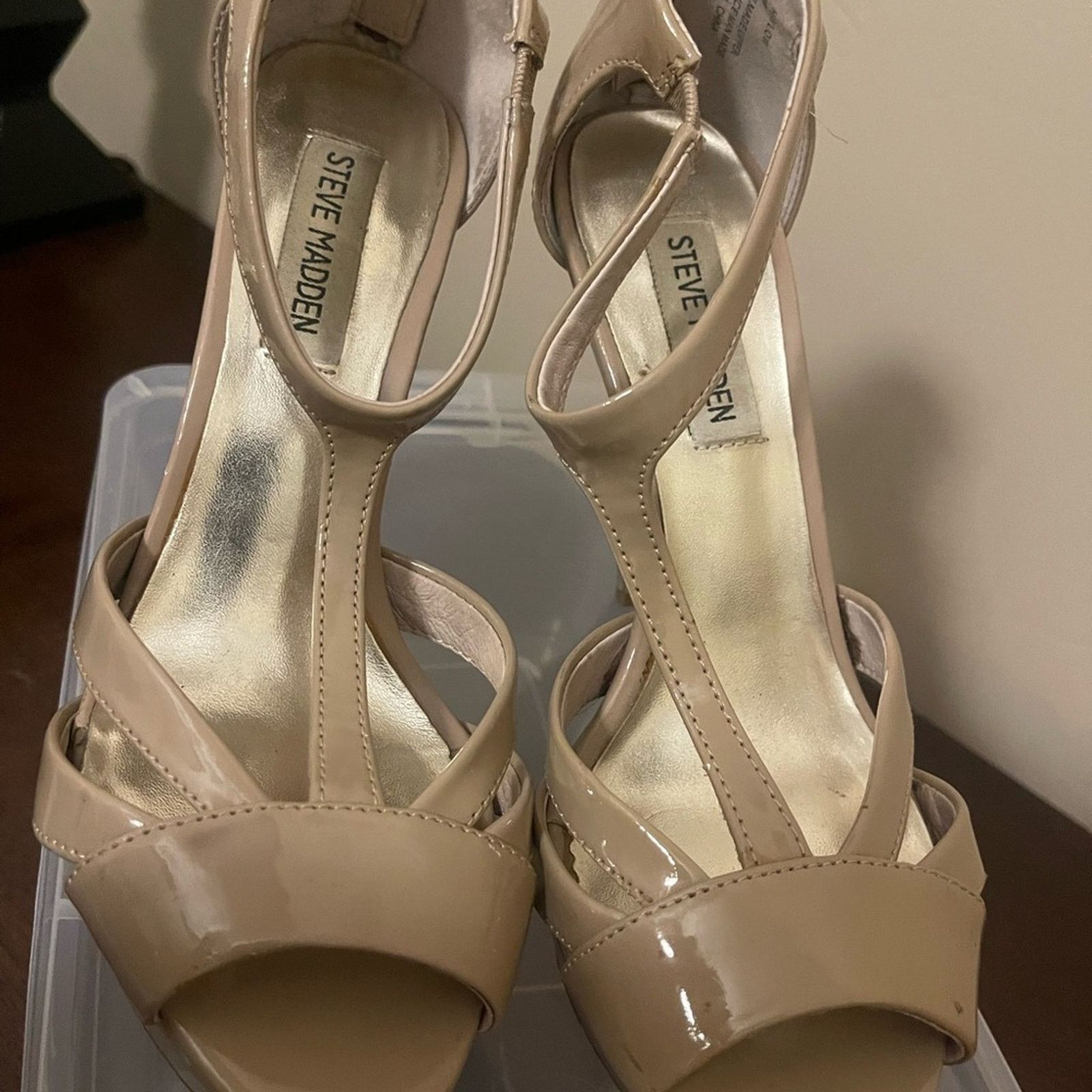 Steve Madden Steve Madden Beige Patent Strappy Heels Size US 8 / IT 38 - 3 Thumbnail