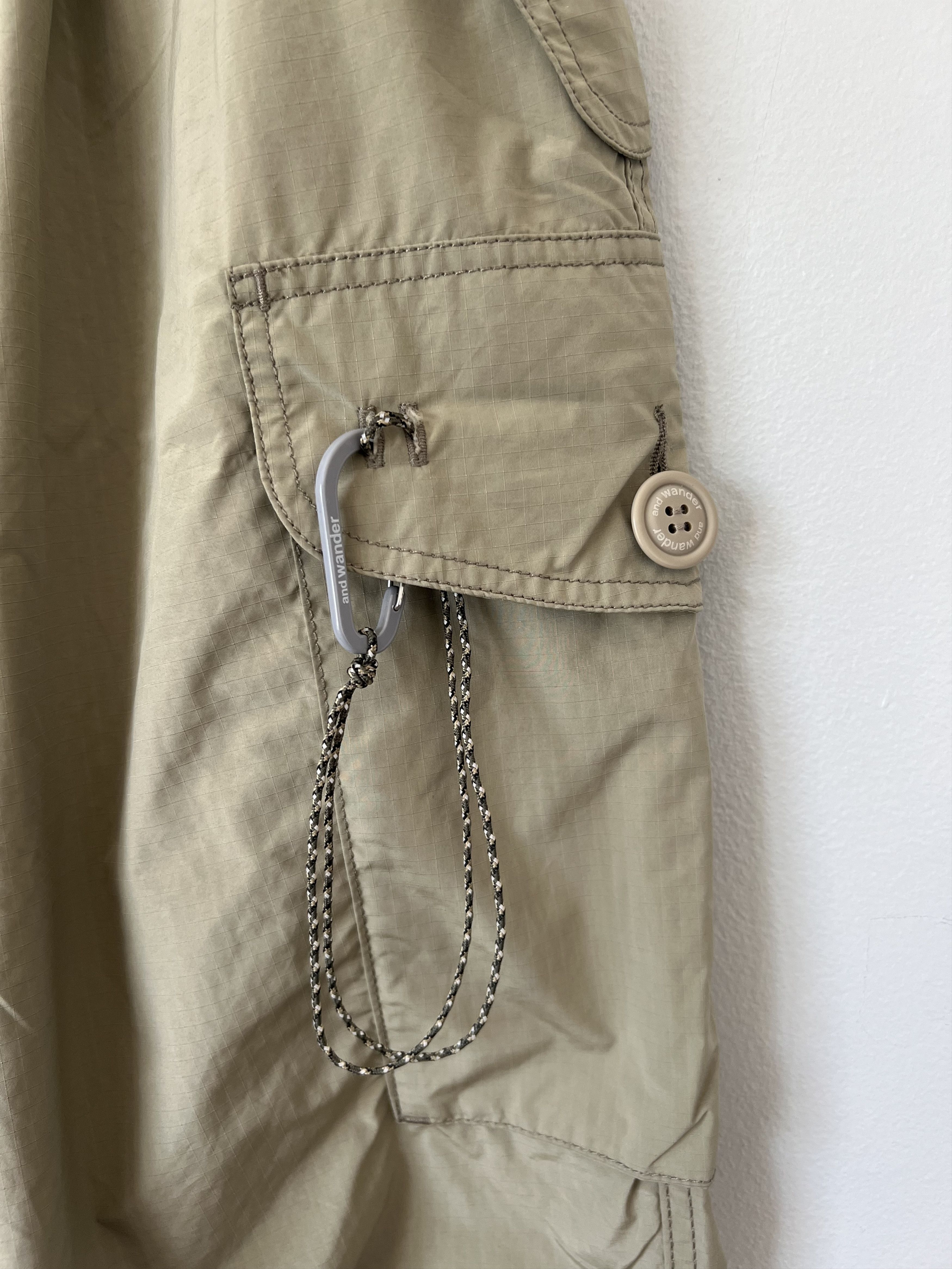 And Wander and Wander Oversized Cargo Pants in Beige Size US 33 - 4 Thumbnail