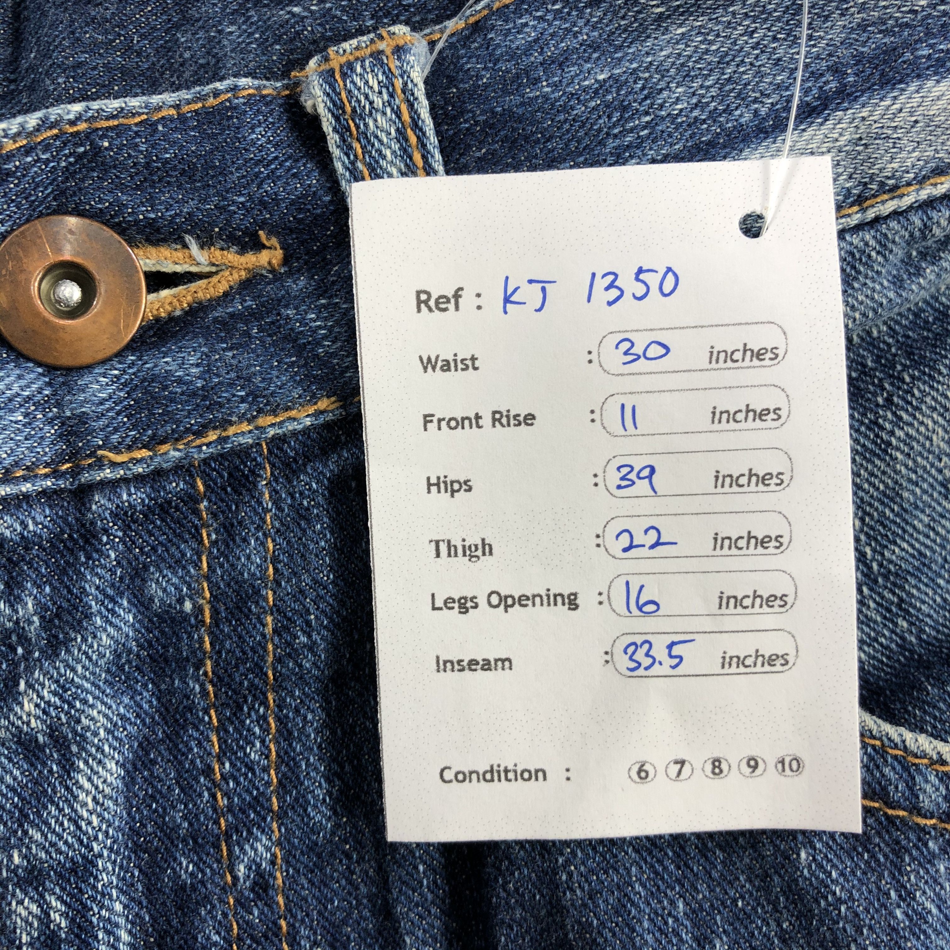 Japanese Brand Ghetto Jeans Faded Blue Ripped Denim KJ1350 Size US 30 / EU 46 - 11 Thumbnail