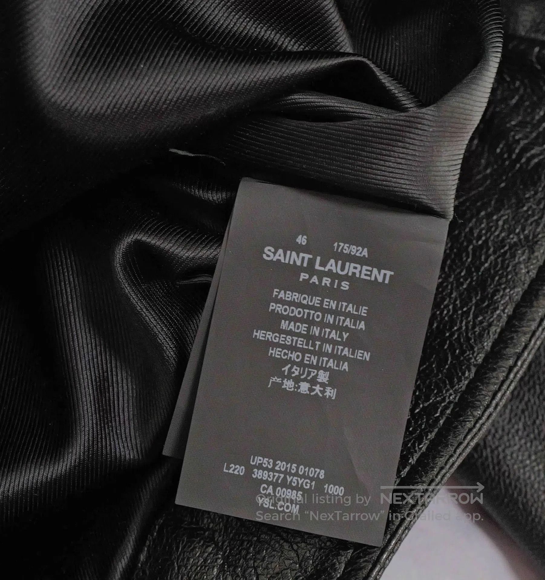 Saint Laurent Paris Black Leather Jacket with Collar . Size US S / EU 44-46 / 1 - 5 Thumbnail