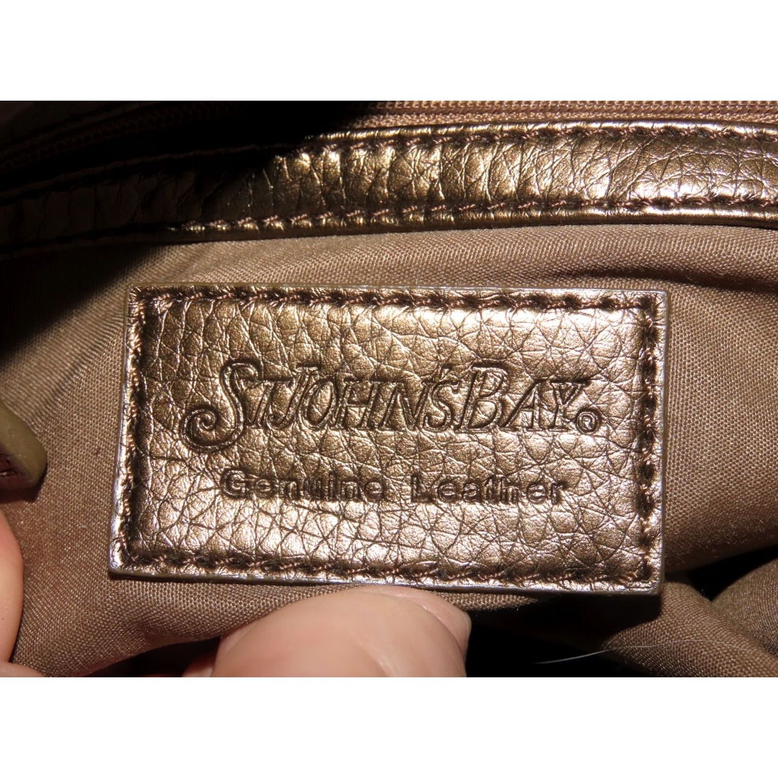 Vintage St. John's Bay Pebbled Genuine Leather Bronze Shoulder Bag Purse Size ONE SIZE - 7 Thumbnail