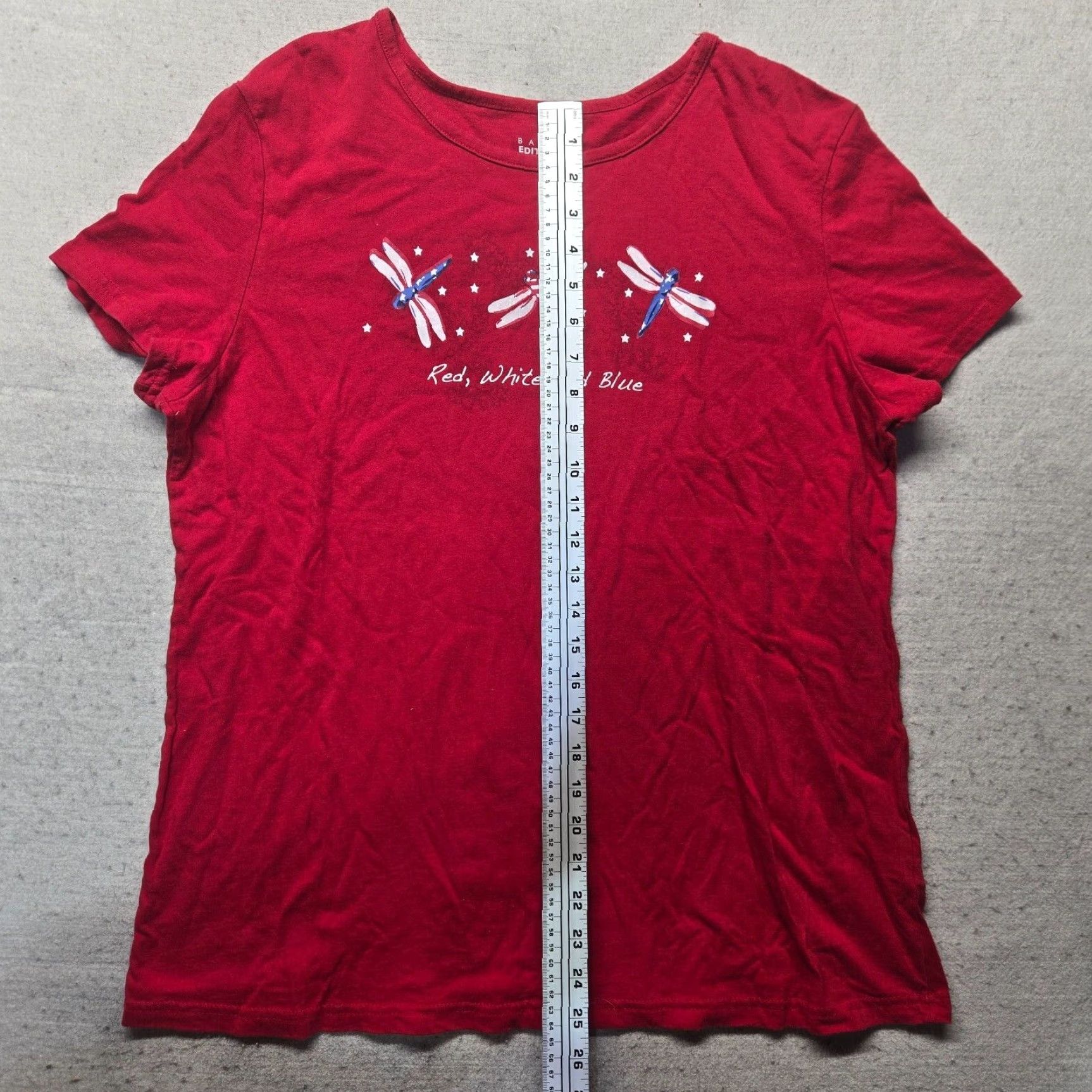 Basic Editions VINTAGE Basic Editions USA Patriotic T-Shirt Women's XL Red White Blue Cotton Spandex Crew Neck Short Sleeve Americana Size XL / US 12-14 / IT 48-50 - 5 Thumbnail