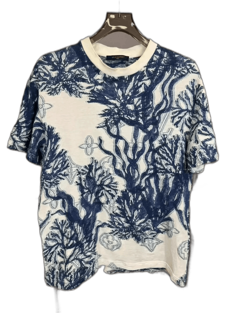 Louis Vuitton Louis Vuitton Blue and White Knit Short Sleeve-yf Size US XL / EU 56 / 4 - 1 Thumbnail