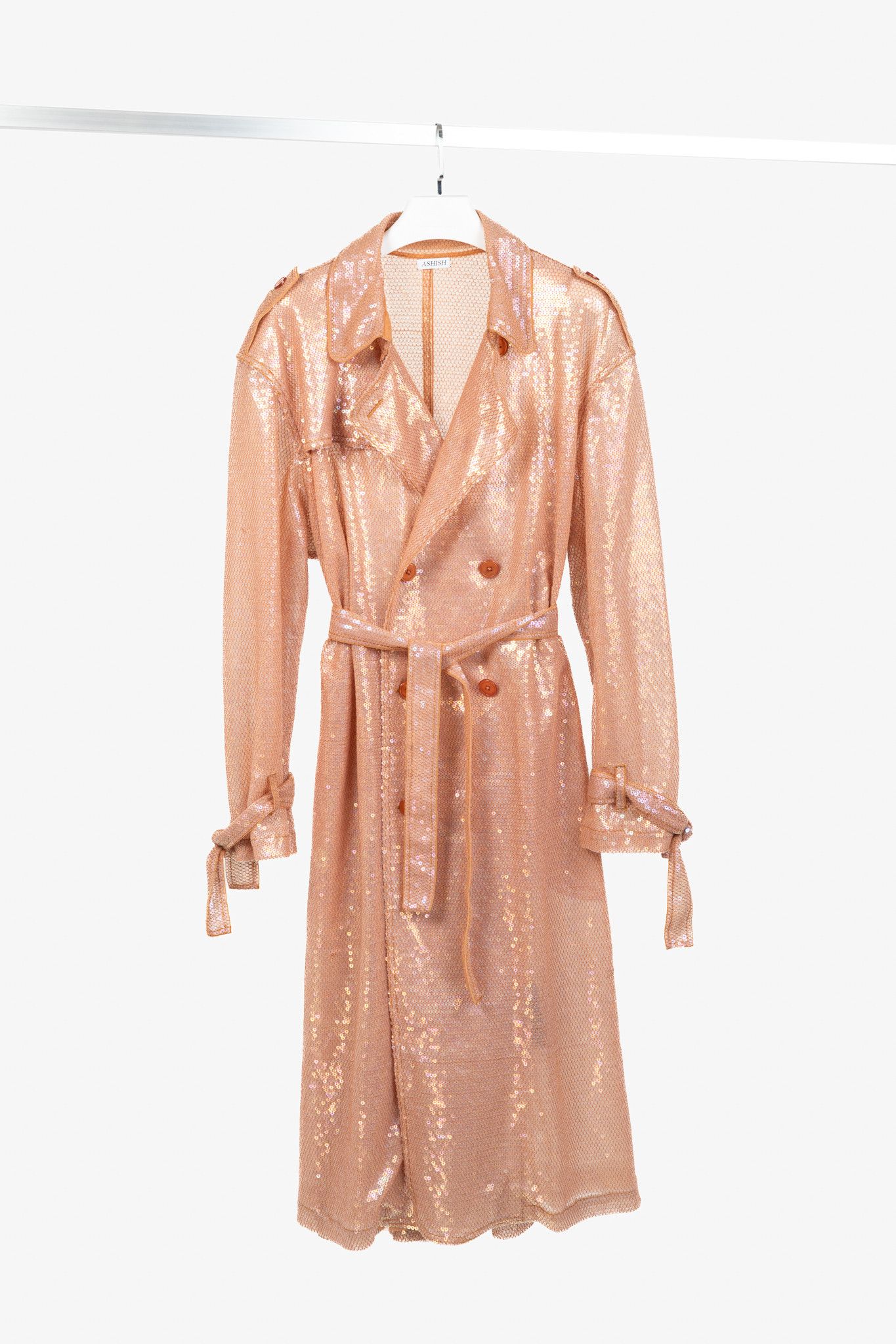 ASHISH Ashish SS19 Runway Sequin Double-Breasted Belted Trench Coat Size L / US 10 / IT 46 - 1 Thumbnail