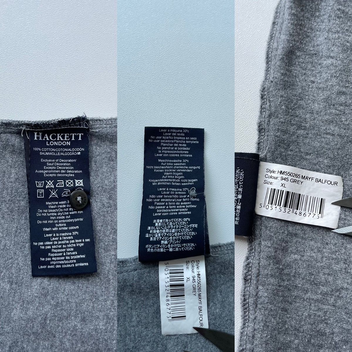 Hackett Hackett London Mayfair Balfour Cotton Button Ups Shirt Grey Size US XL / EU 56 / 4 - 8 Thumbnail