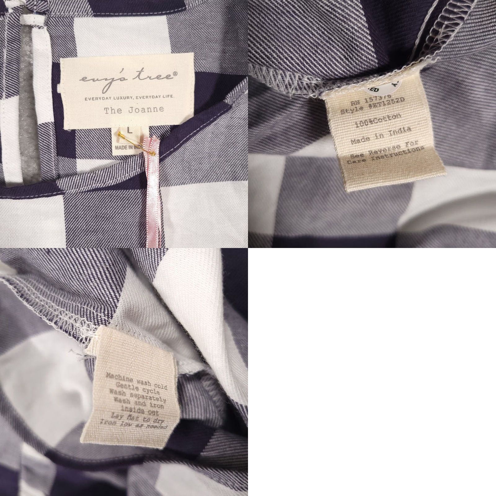 Vintage VINTAGE Evy's Tree Belinda Short Sleeve Knee Length Dress Pockets Womens Large Blue Check Size 36" / US 14 / IT 50 - 9 Thumbnail