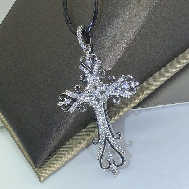 Jewelry 925 Silver Gothic Dark Style Cross Pendant Necklace Size ONE SIZE - 3 Thumbnail