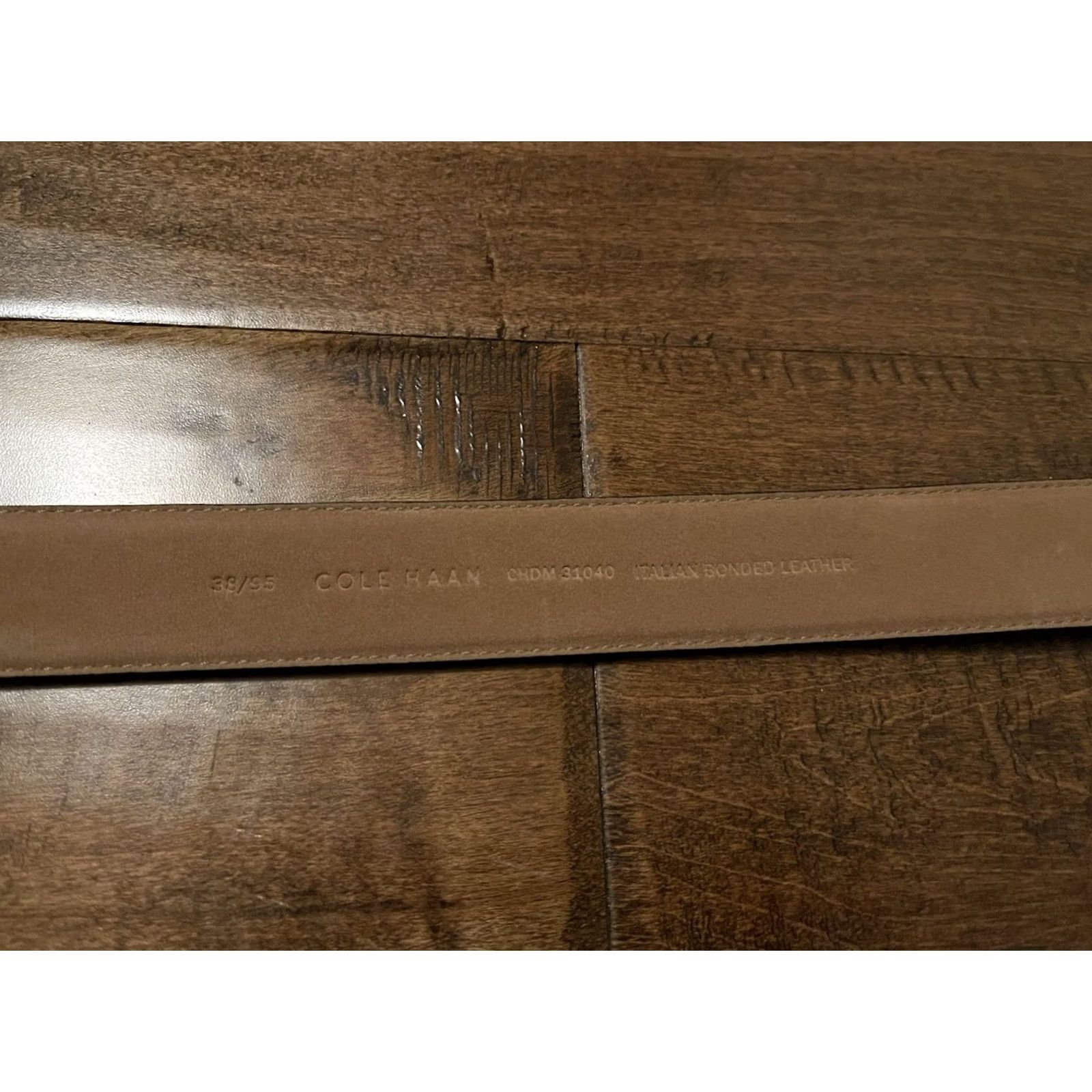 Cole Haan Cole Haan Dress Belt Black Italian Bonded Leather Silver Hardware Men's 38/95 Size 38 - 5 Thumbnail