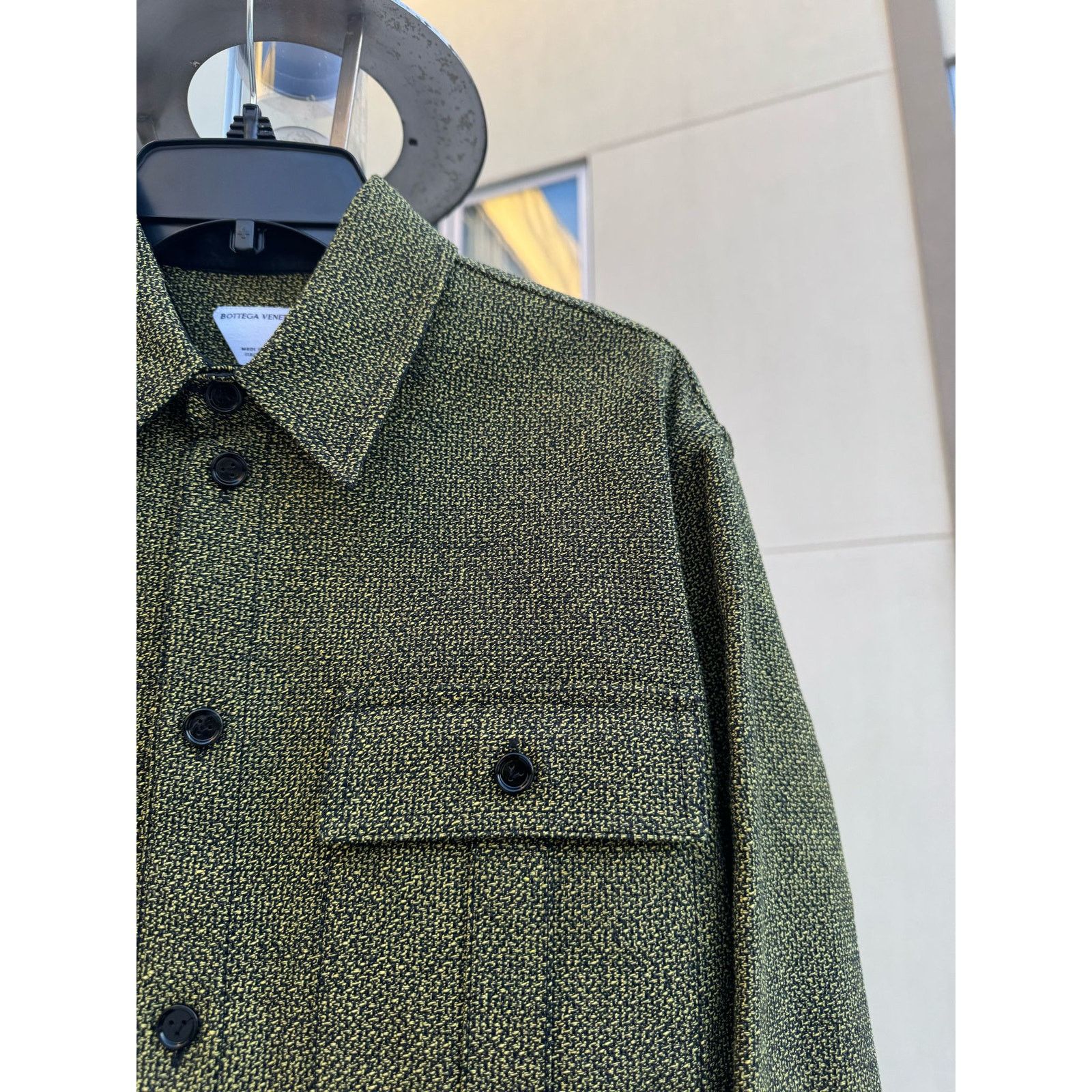 Bottega Veneta o1rshd1 Textured Cotton Mouline Shirt in Black/Yellow Size US M / EU 48-50 / 2 - 10 Thumbnail