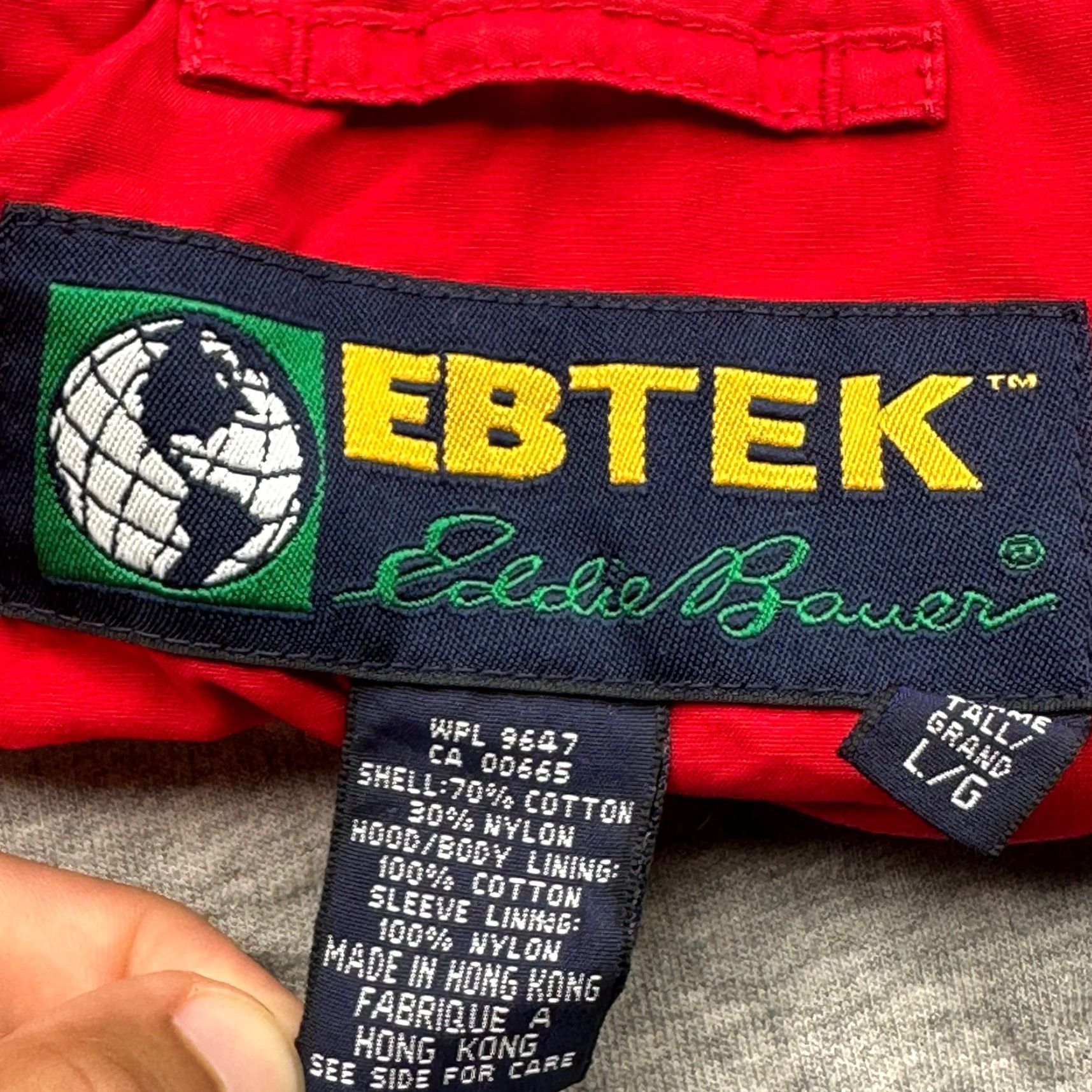 Eddie Bauer VINTAGE Eddie Bauer Ebtek Cotton Lined Jacket Mens LT Zip Hood Red Logo Size US L / EU 52-54 / 3 - 3 Thumbnail