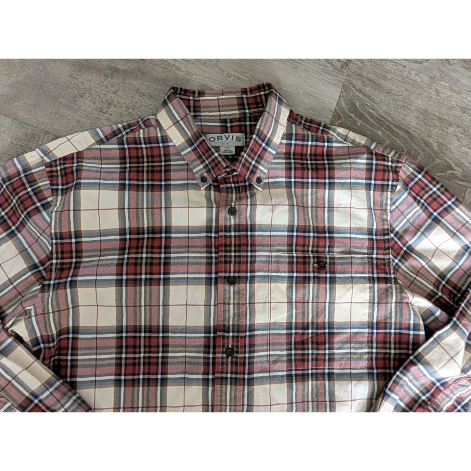 Orvis Orvis Shirt Mens L Flannel Multicolor Plaid Button-Up EUC (Cotton) Size US L / EU 52-54 / 3 - 2 Thumbnail