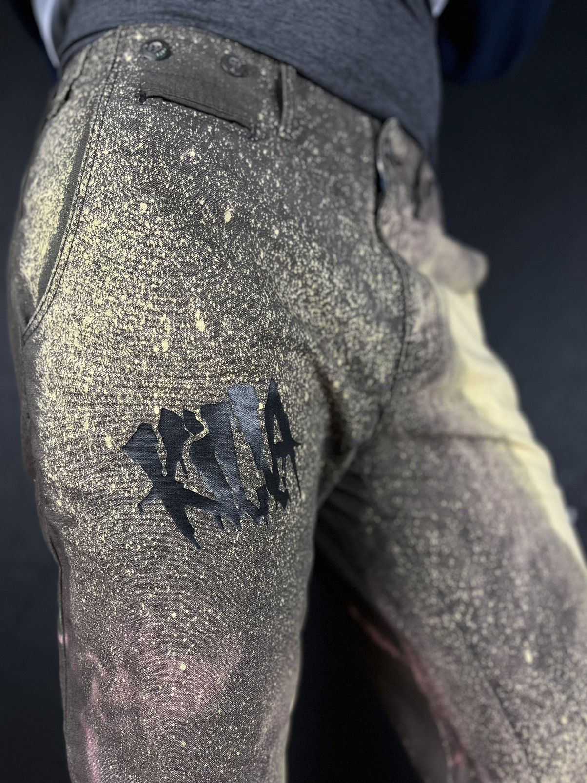 Handmade 🪐Custom printed denim multicolor skinny jeans pants space Size US 35 - 3 Thumbnail