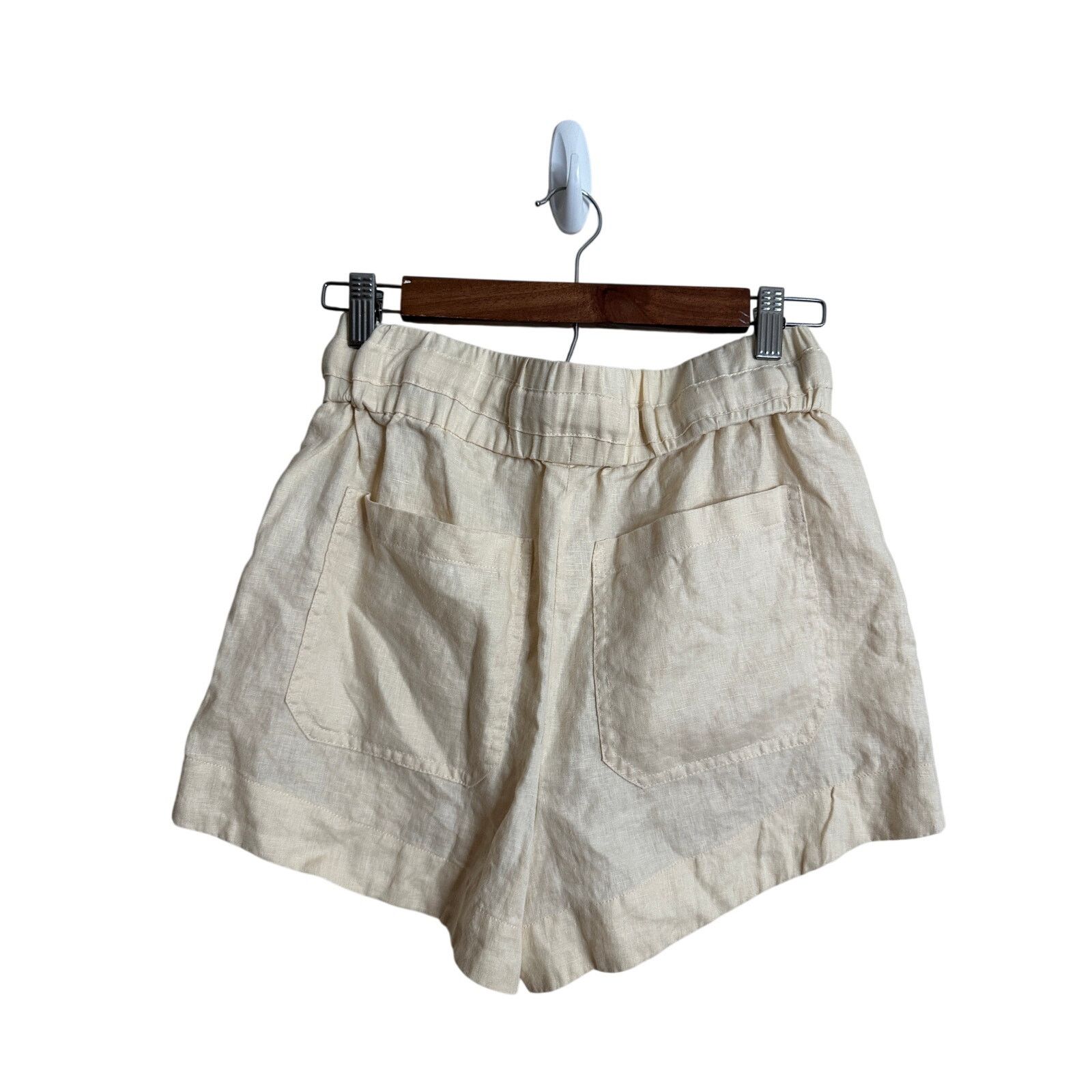 A.L.C. A.L.C Billy Shorts 100% Linen Drawstrings in Cream Womans 0 Size 25" / US 0 / IT 36 - 2 Thumbnail