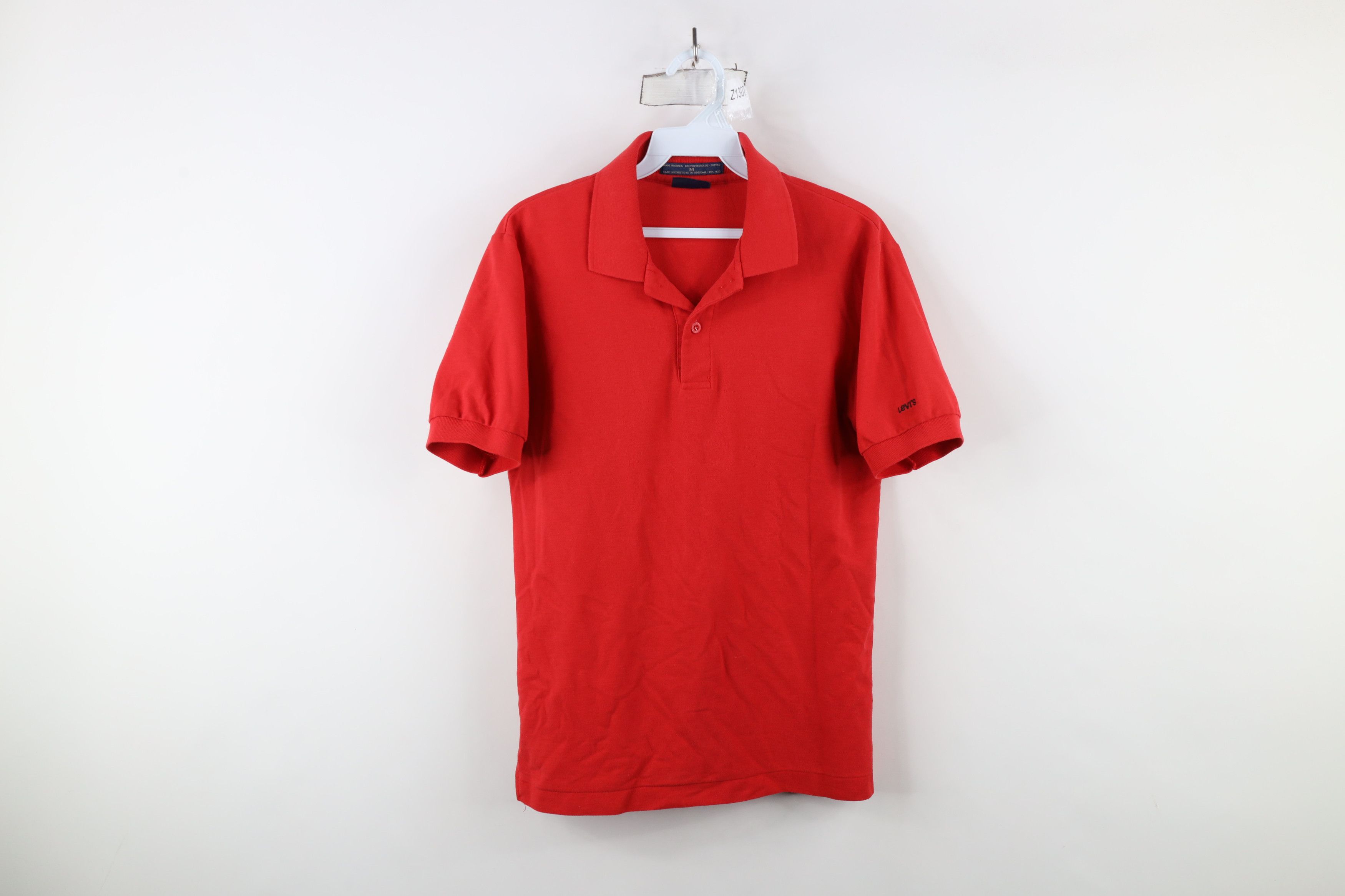 Levi's × Vintage Vintage 80s Levis Spell Out Knit Short Sleeve Polo Shirt Red Size US M / EU 48-50 / 2 - 1 Thumbnail