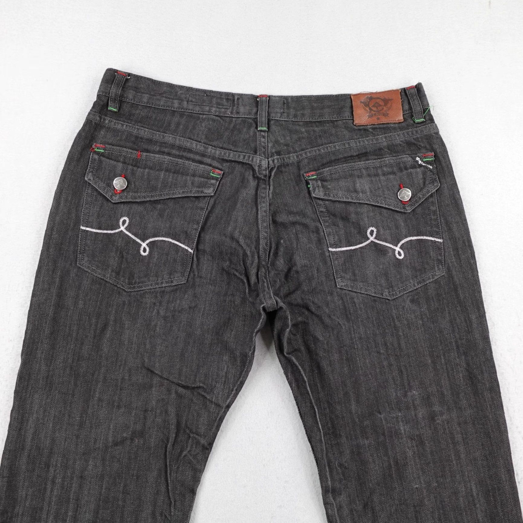 Denime VINTAGE LRG Jeans Mens 38x33 Black Denim Loose Baggy Straight Leg Skater Y2K Size US 38 / EU 54 - 6 Thumbnail