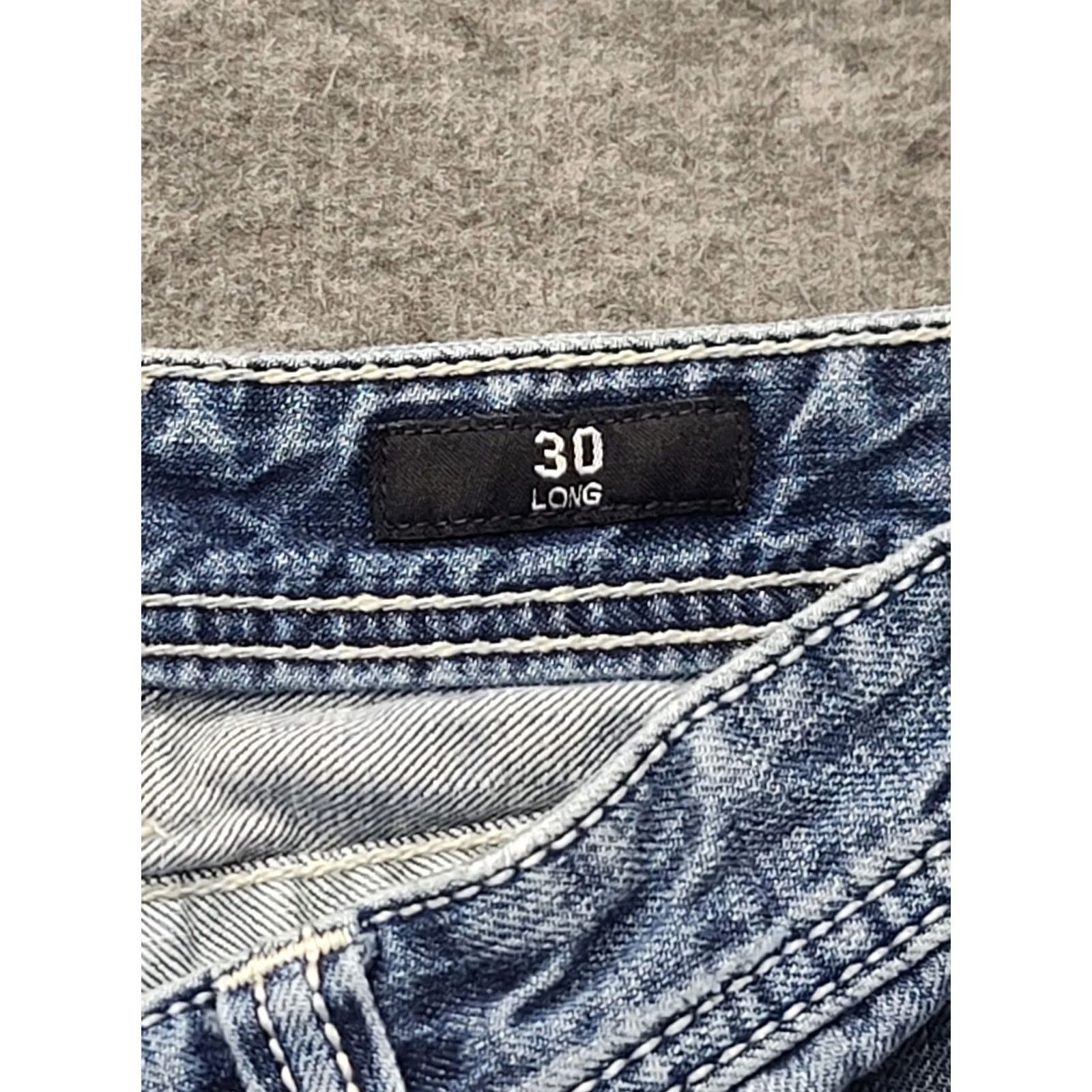 Affliction Affliction Jeans Mens 30x34 Blake Slim Straight Leg Distressed Rock Denim Blue Cotton Stretch Pockets Jeans Boys? Size US 30 / EU 46 - 4 Thumbnail