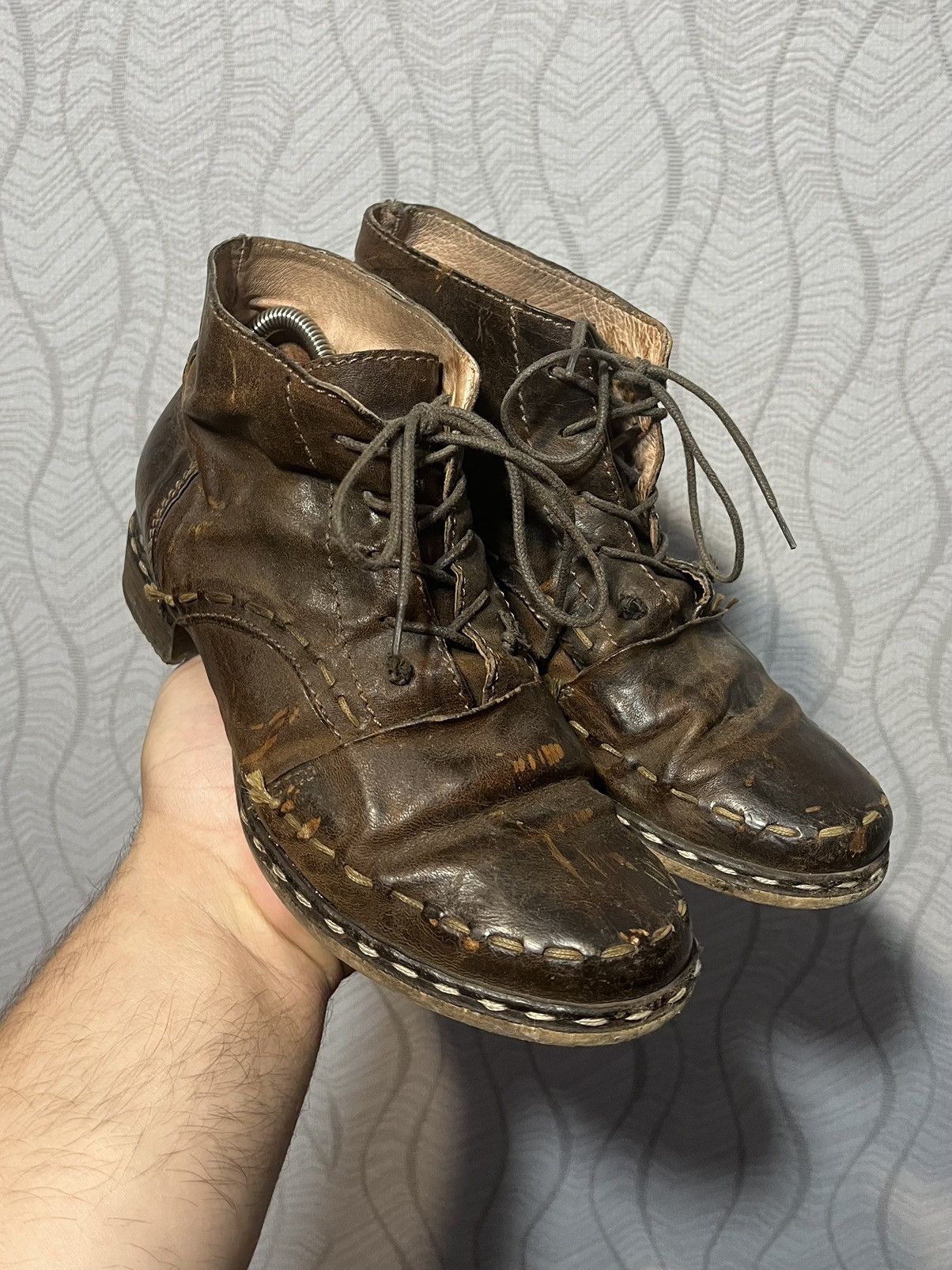 Elia Maurizi Clocharme Avant Garde Leather Distressed Guidi Style Boots Size US 7 / IT 37 - 4 Thumbnail