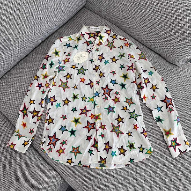 Saint Laurent Paris Saint Laurent Paris Star printed mulberry silk long-sleeve Size XS / US 0-2 / IT 36-38 - 1 Thumbnail
