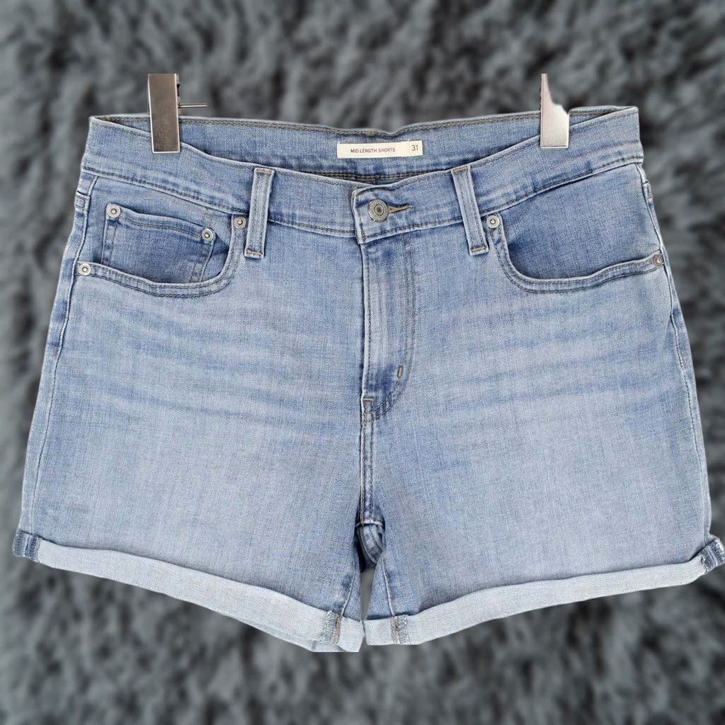 Levi's LEVI'S Mid-Length Shorts Women W31 Cuffed Faded Zip Fly Blue Size 24" / US 00 / IT 34 - 1 Thumbnail
