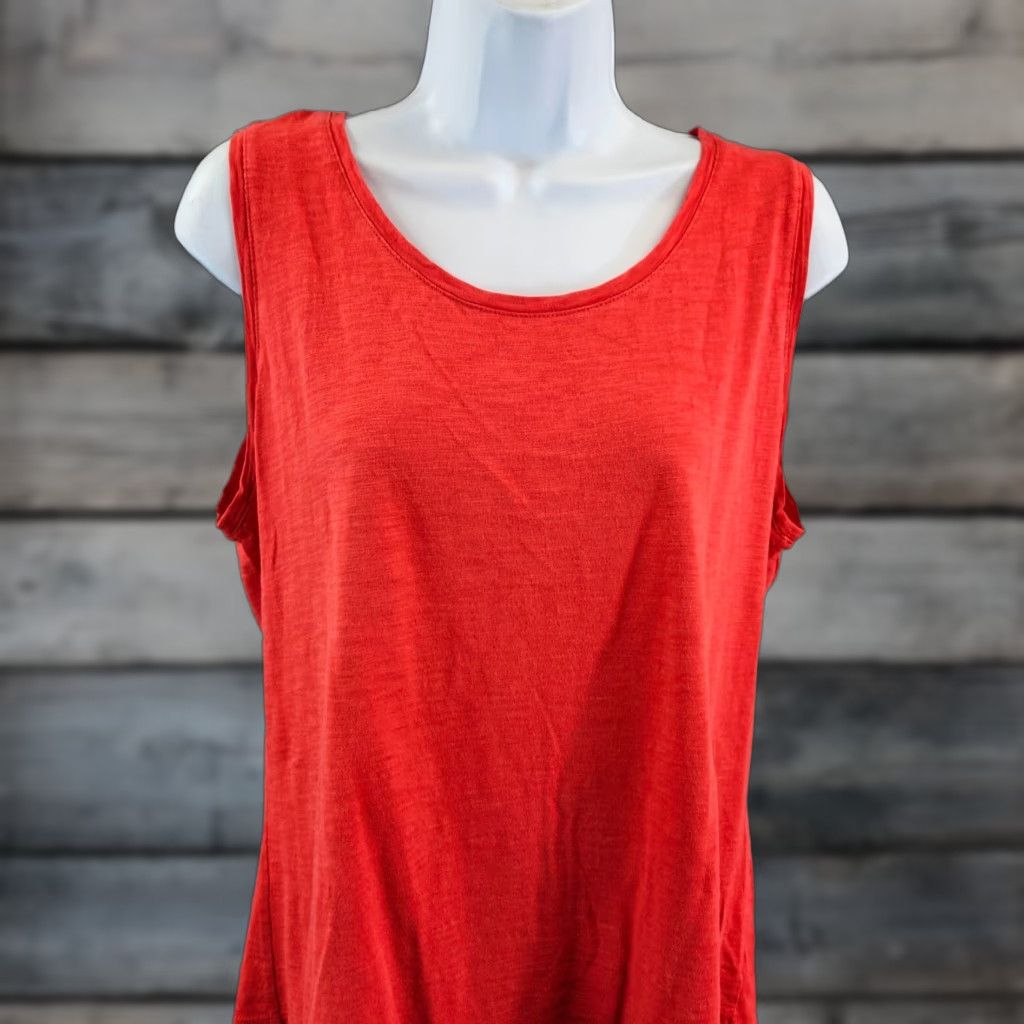 Vintage Chico's Womens Tank Top Sz Large Solid Red Cotton Blend Tank Top Sleeveless Scoop Neck Women's L Red Basic Tee Size L / US 10 / IT 46 - 1 Thumbnail