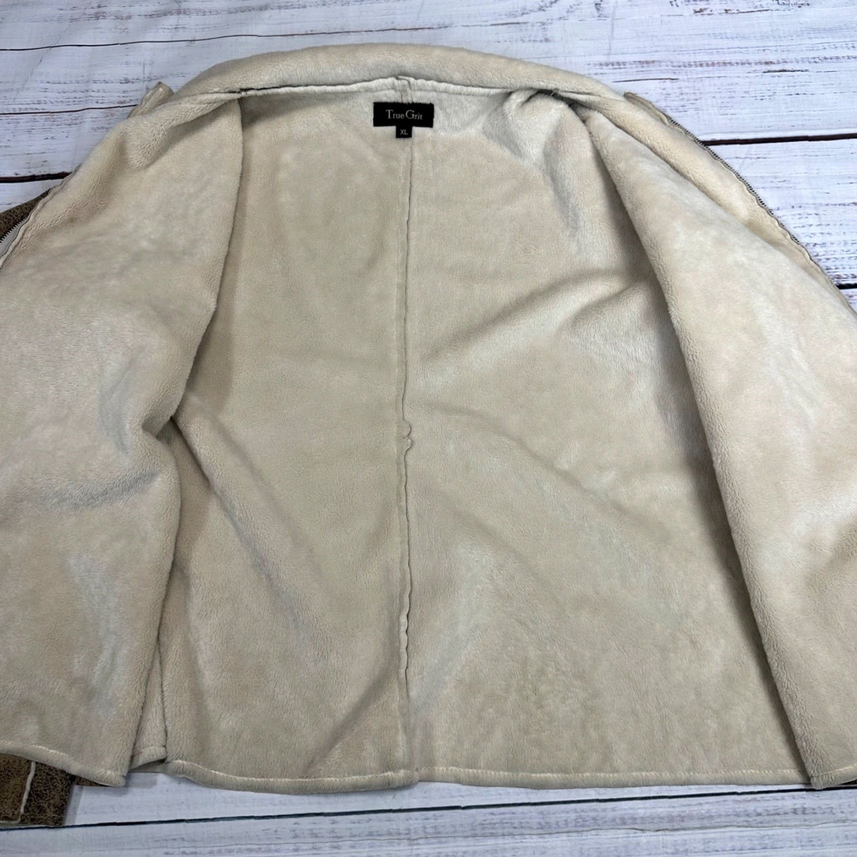 Vintage True Grit Womens Jacket XL Brown/Gold Cropped Faux Suede Fleece Lined Metallic Jacket Size XL / US 12-14 / IT 48-50 - 5 Thumbnail