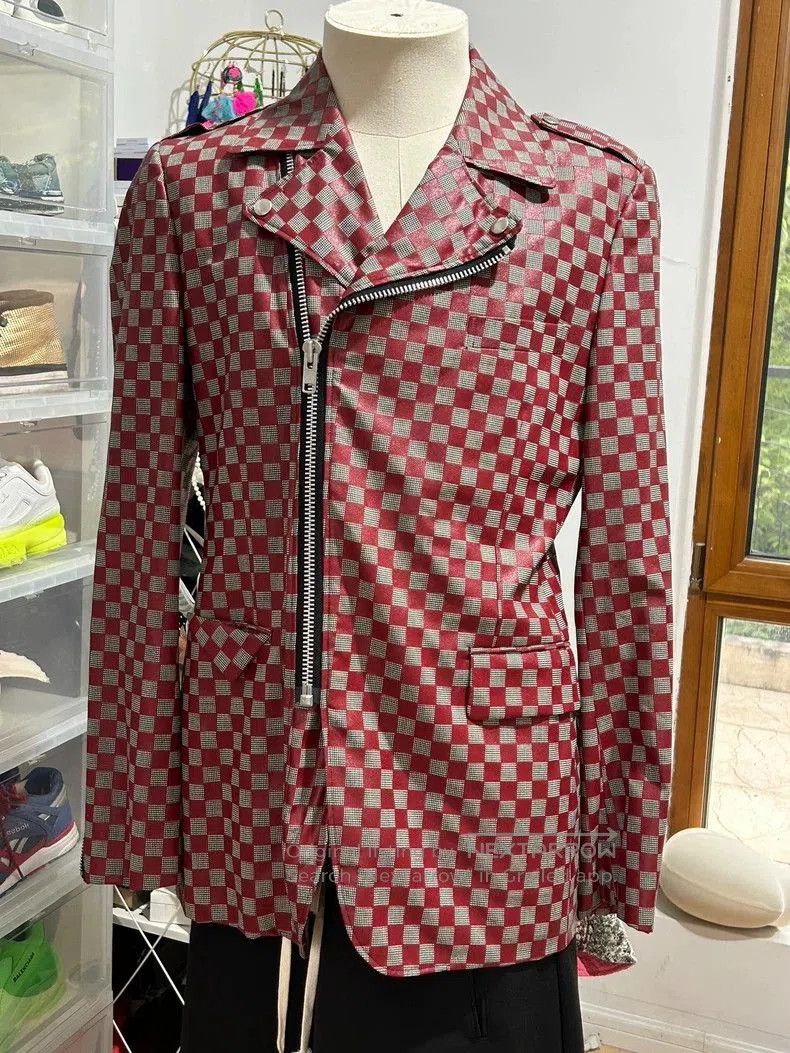 Comme des Garcons Comme des Garcons Red Plaid Leather Jacket. Size US M / EU 48-50 / 2 - 1 Thumbnail