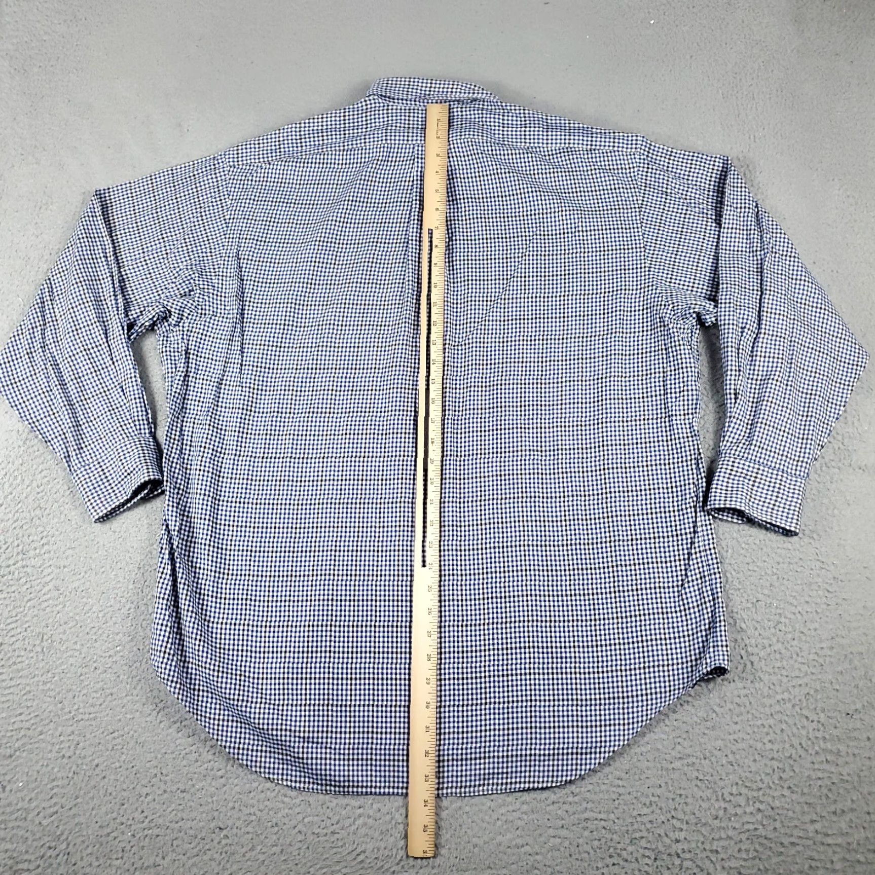 Ralph Lauren Ralph Lauren Dress Shirt Mens 16.5 Blue Check Button-Down Long Sleeve Regular Fit Non-Iron Casual Business Shirt (Blue) Mens Size 42R - 3 Thumbnail