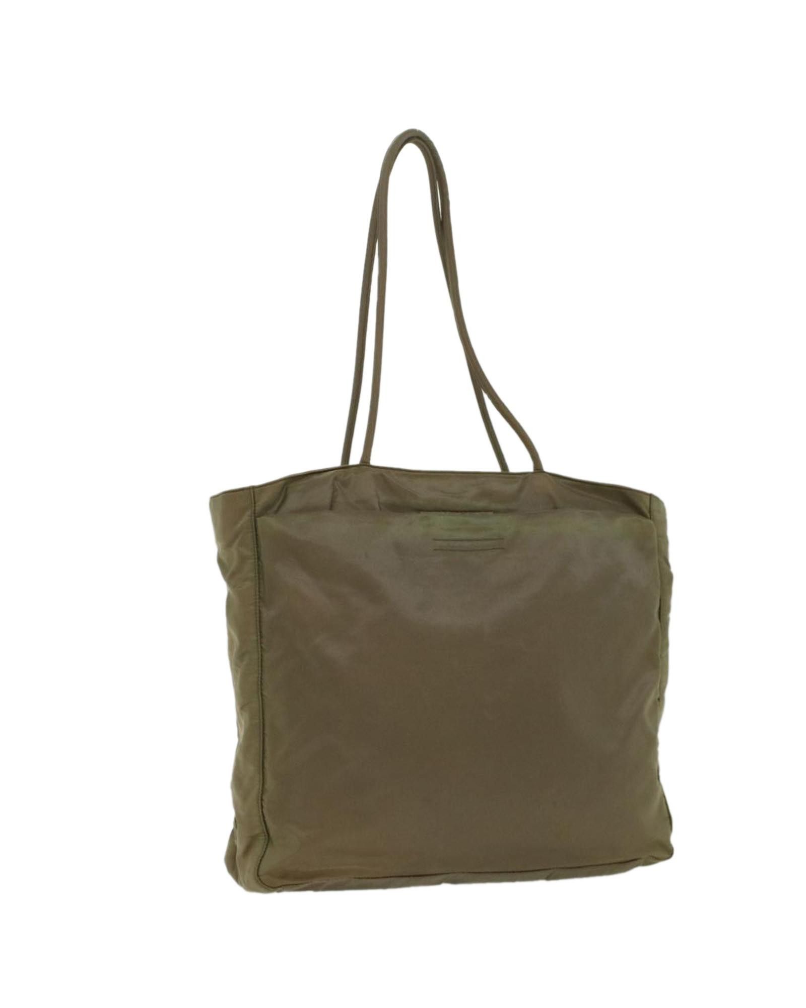 image of Prada Khaki Nylon Shoulder Bag With Accessory, Women's