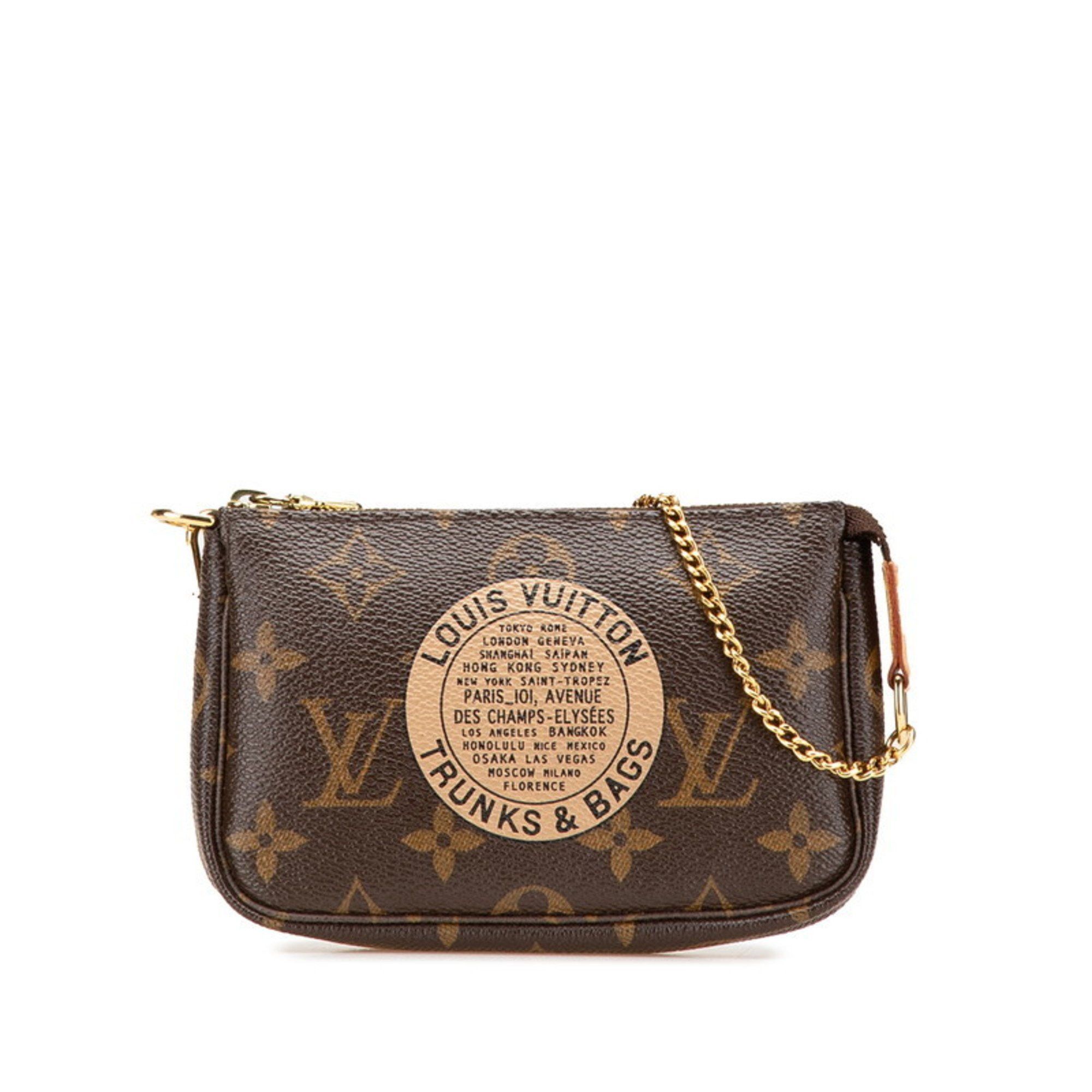 Louis Vuitton Monogram Mini Pochette Accessoires T&B Accessory Pouch M60153 Brown Leather Women's LOUIS VUITTON