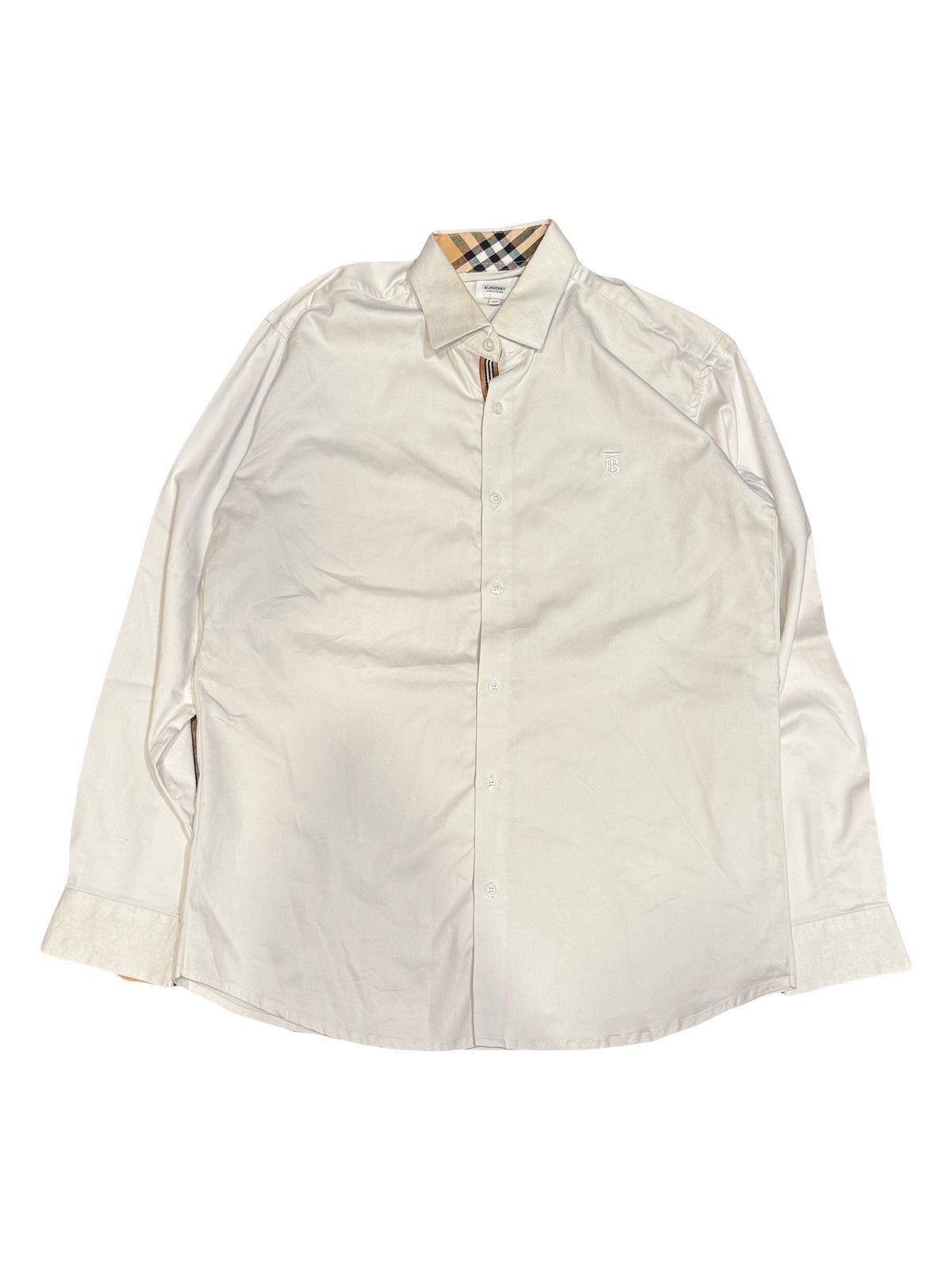 Burberry Burberry London White Collared Patterned Designer Button Up Size US XL / EU 56 / 4 - 1 Thumbnail