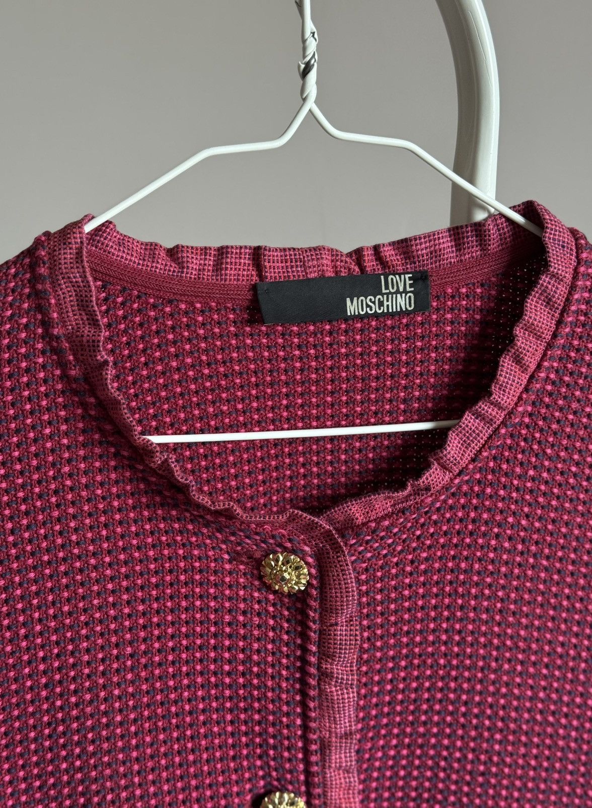 Moschino Love Moschino Pink Knit Cardigan Blazer Sweater Size XL / US 12-14 / IT 48-50 - 6 Thumbnail